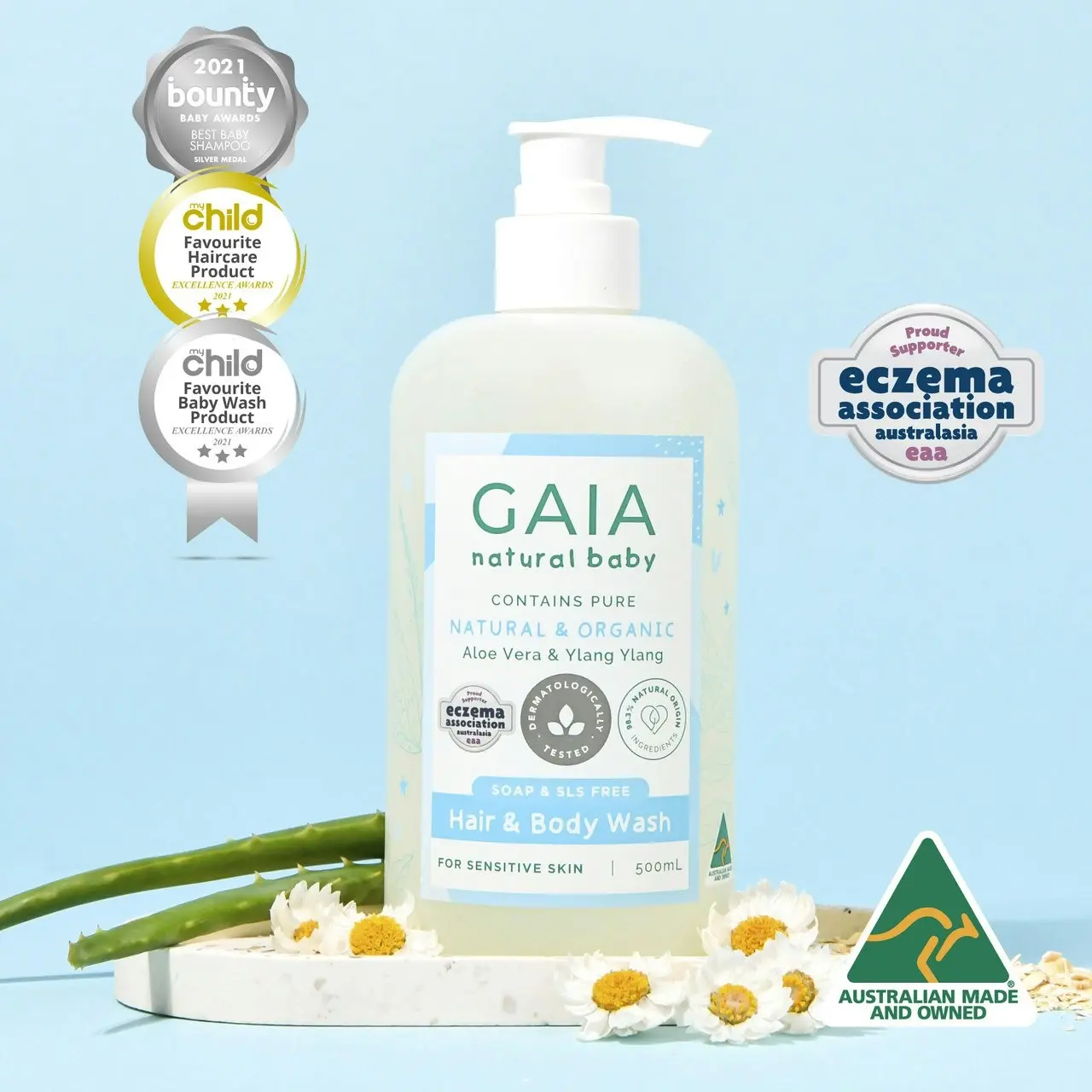 Gaia Natural Baby Hair & Body Wash 500mL