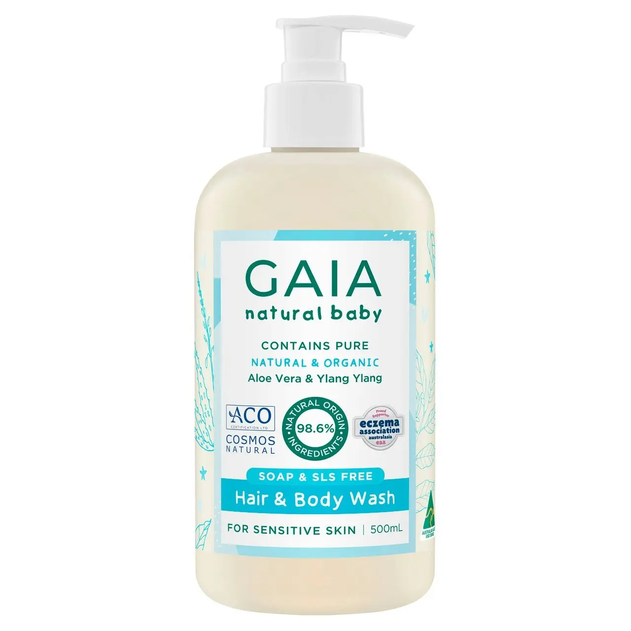 Gaia Natural Baby Hair & Body Wash 500mL