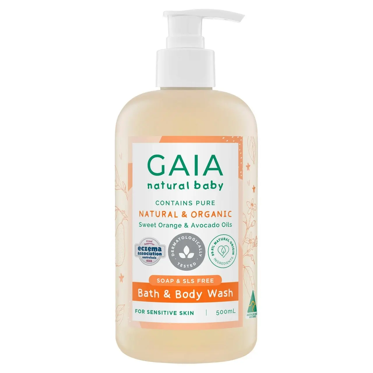 Gaia Natural Baby Bath & Body Wash 500mL