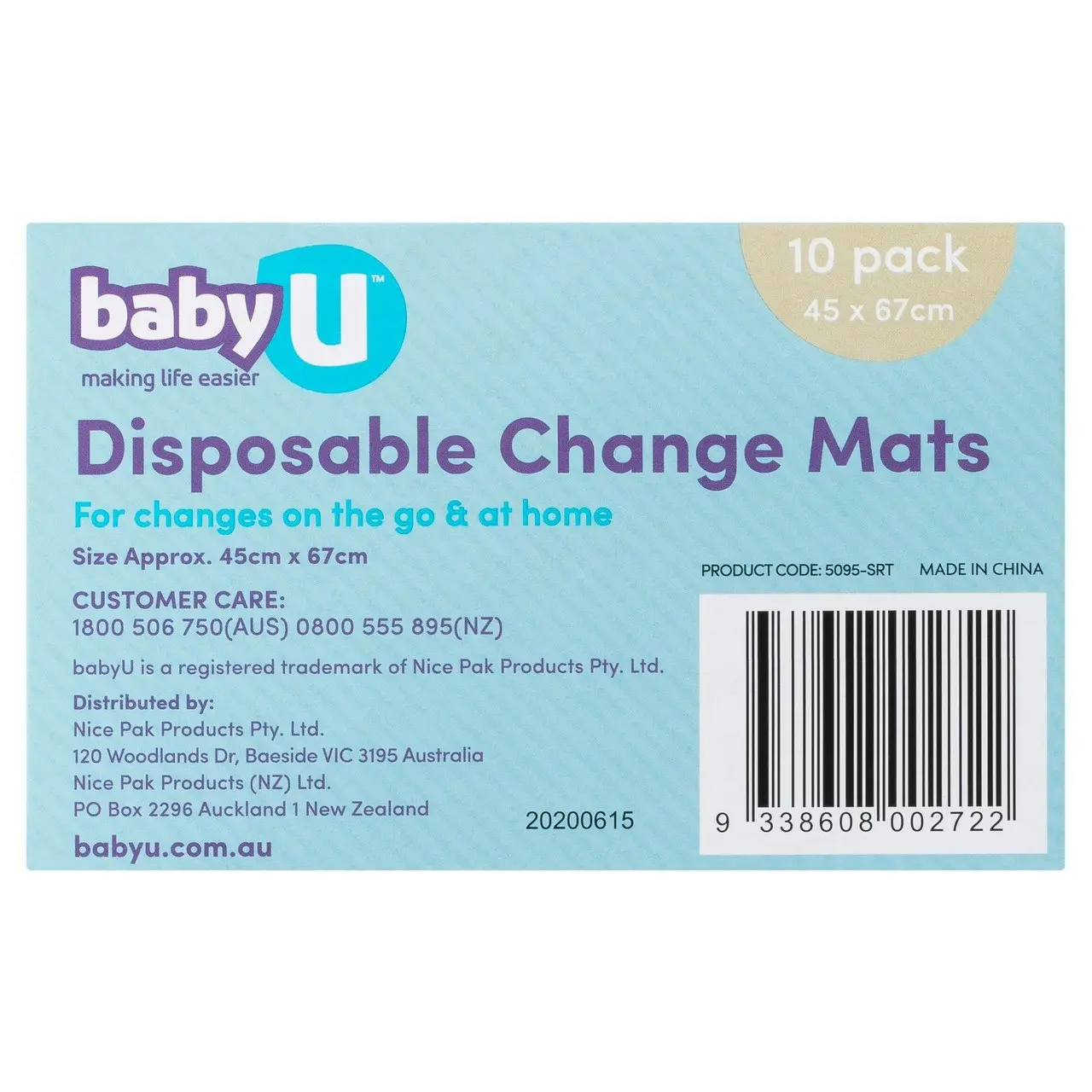 BabyU Disposable Change Mats 10 Pack