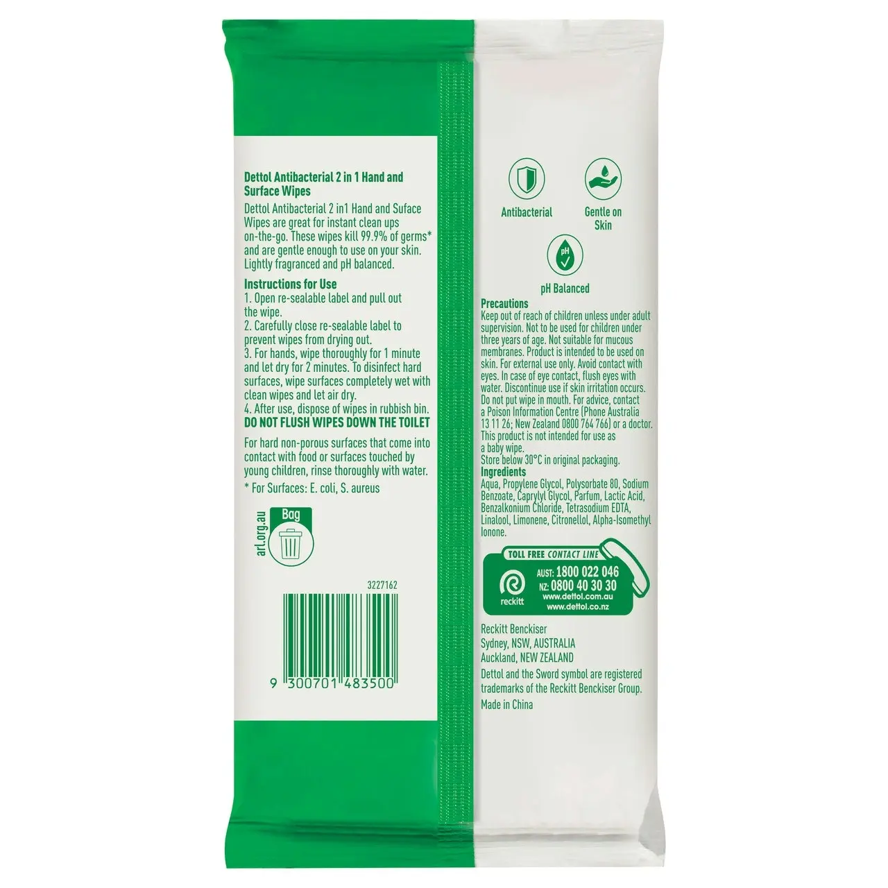 Dettol Antibacterial 2 in 1 Hand & Surface Wipes 60 Pack