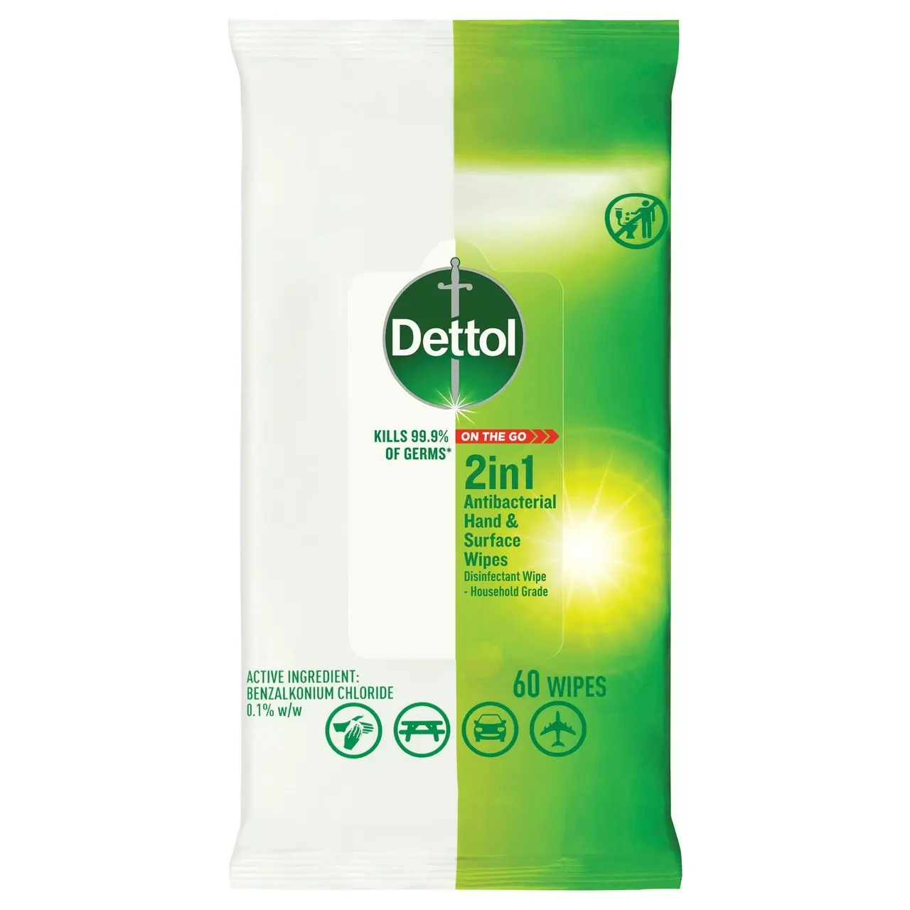 Dettol Antibacterial 2 in 1 Hand & Surface Wipes 60 Pack