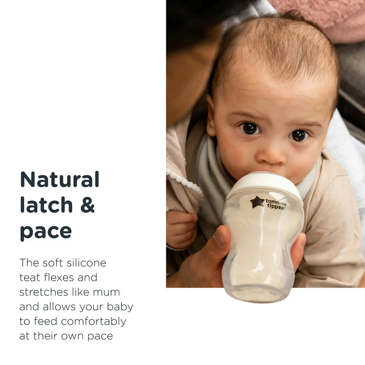 Tommee Tippee Closer to Nature Baby Bottle, 260ml, Slow Flow Breast-Like Teat for a Natural Latch Anti-Colic Valve, Pack of 1