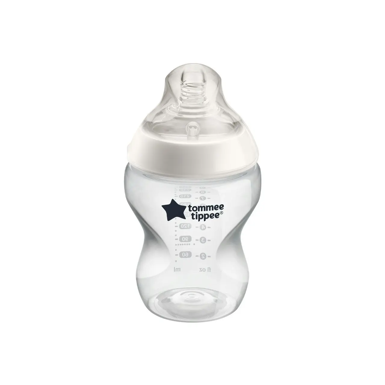 Tommee Tippee Closer to Nature Baby Bottle, 260ml, Slow Flow Breast-Like Teat for a Natural Latch Anti-Colic Valve, Pack of 1