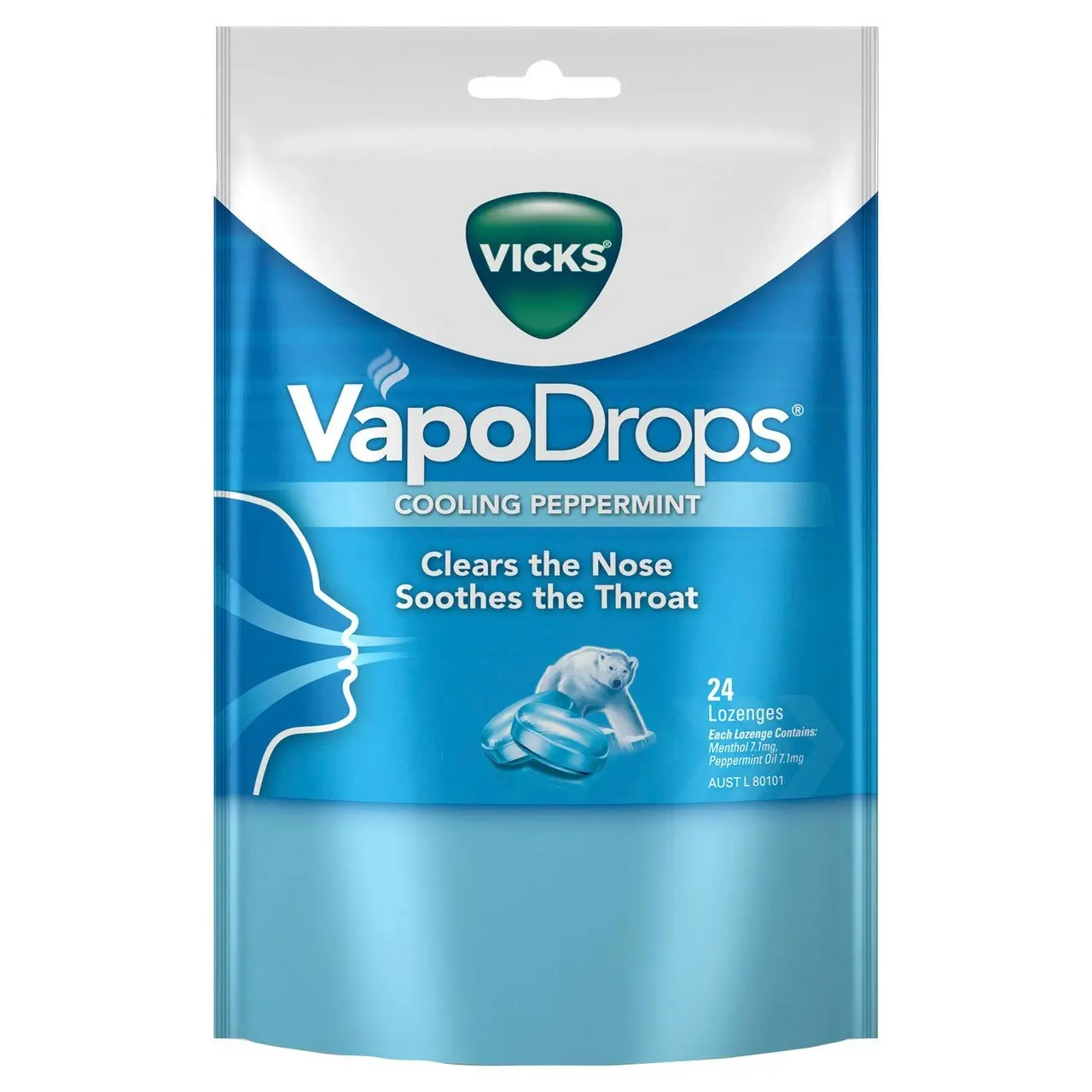 Vicks VapoDrops Cooling Peppermint Lozenges 24 Pack