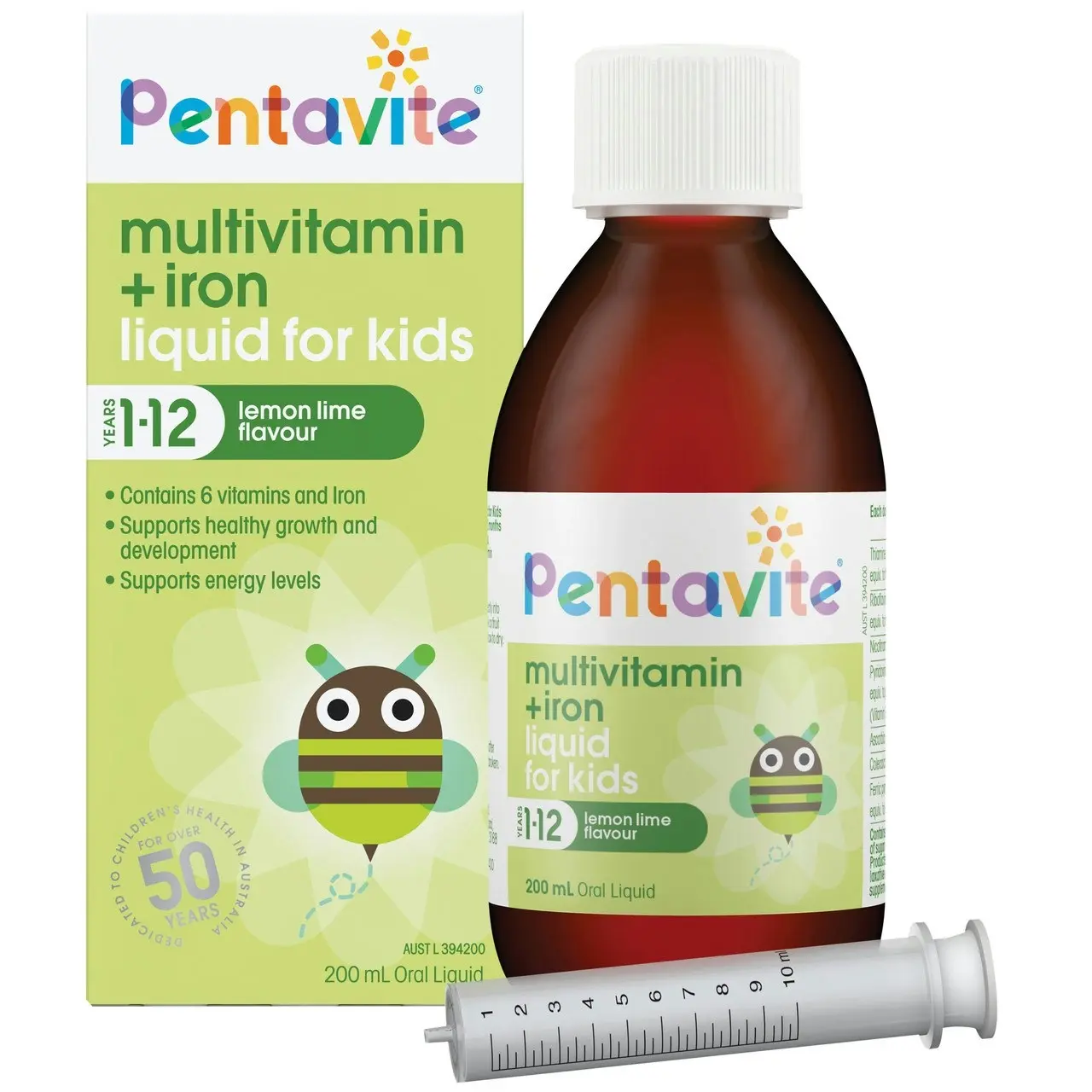 Pentavite Multivitamin + Iron Liquid for Kids 200mL