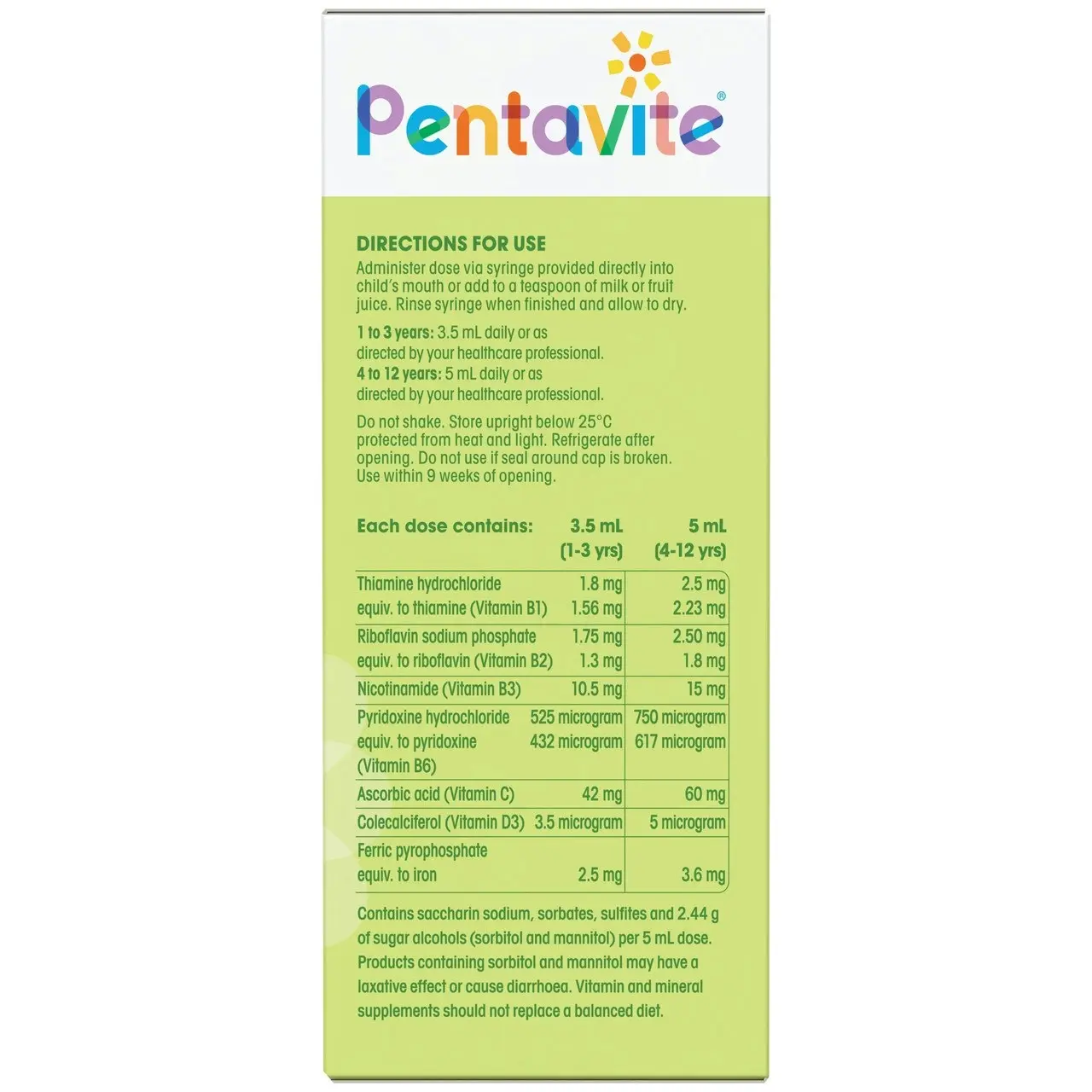 Pentavite Multivitamin + Iron Liquid for Kids 200mL