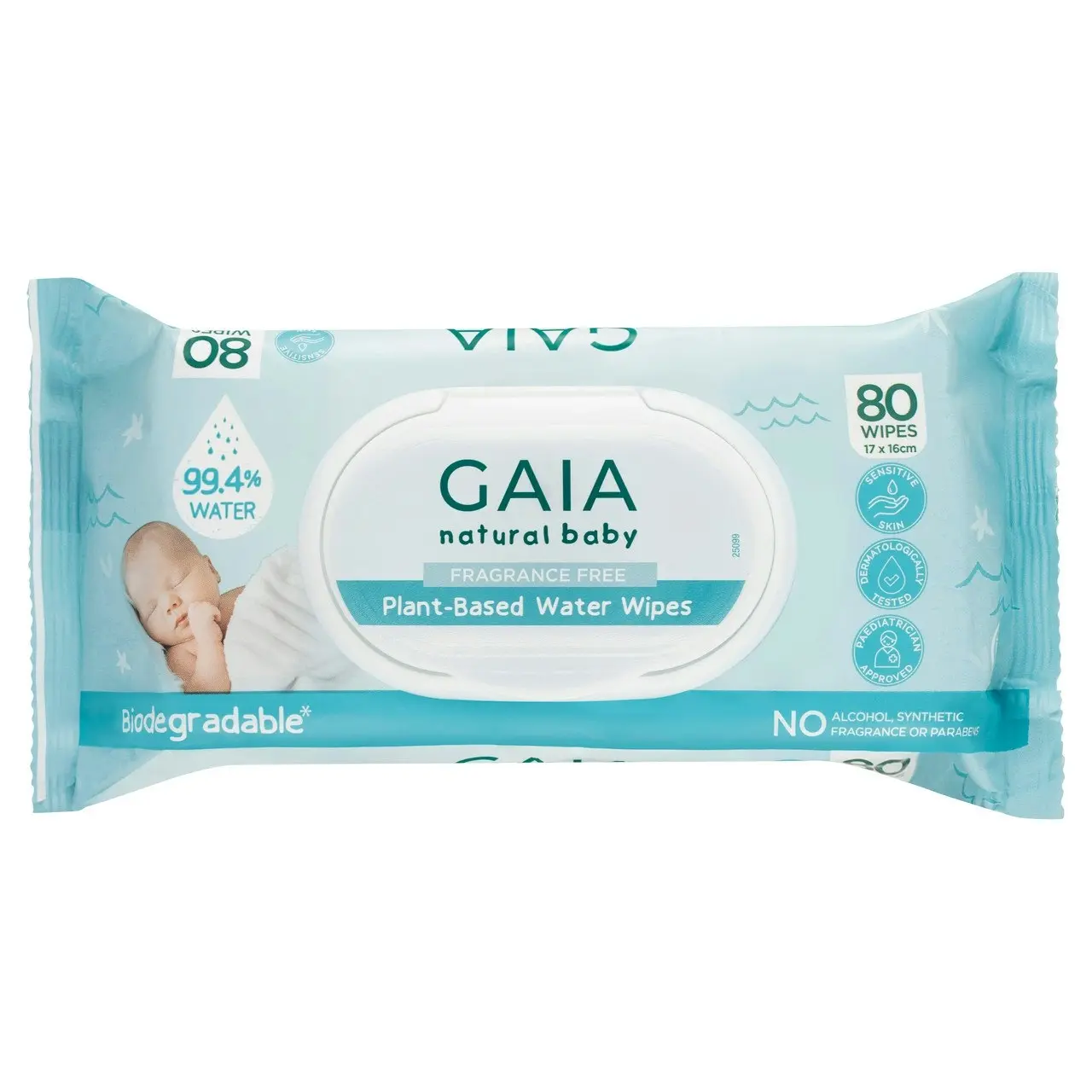 Gaia Natural Baby Plant-Based Water Wipes 80 Pack