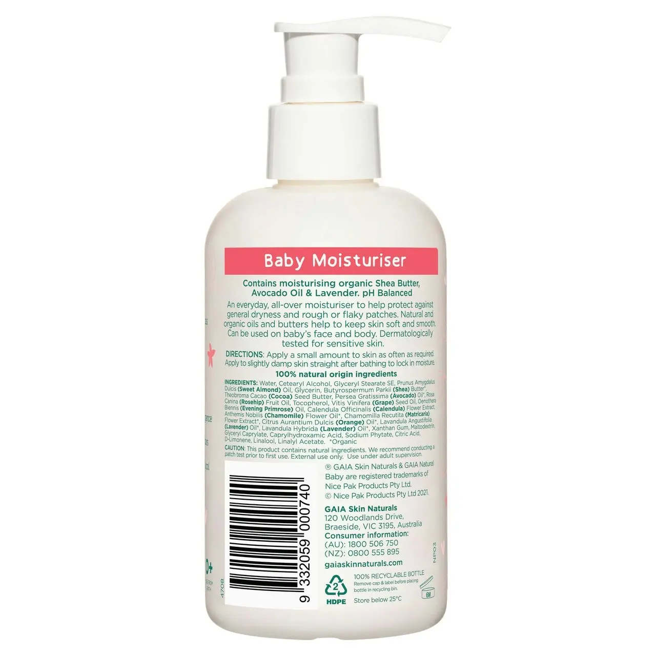 Gaia Natural Baby Moisturiser 250mL