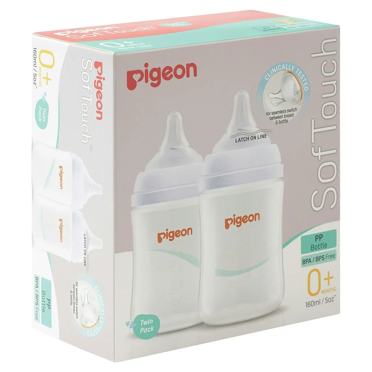 PIGEON Softouch Bottle PP Twin Pack 160ml