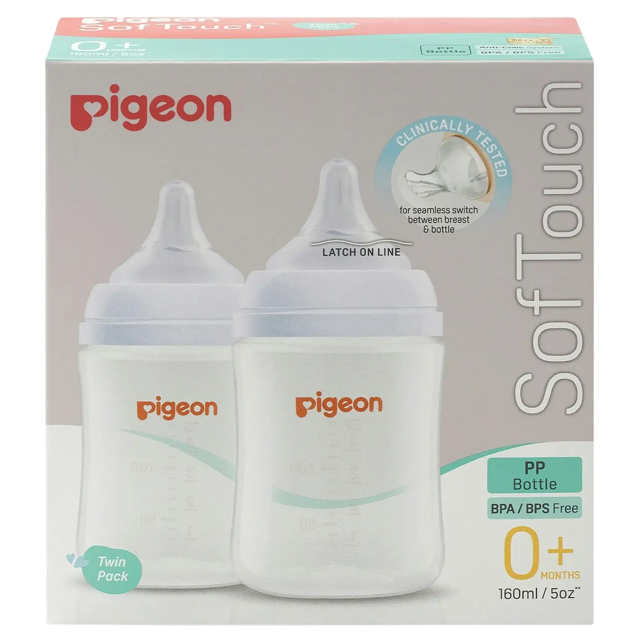 PIGEON Softouch Bottle PP Twin Pack 160ml