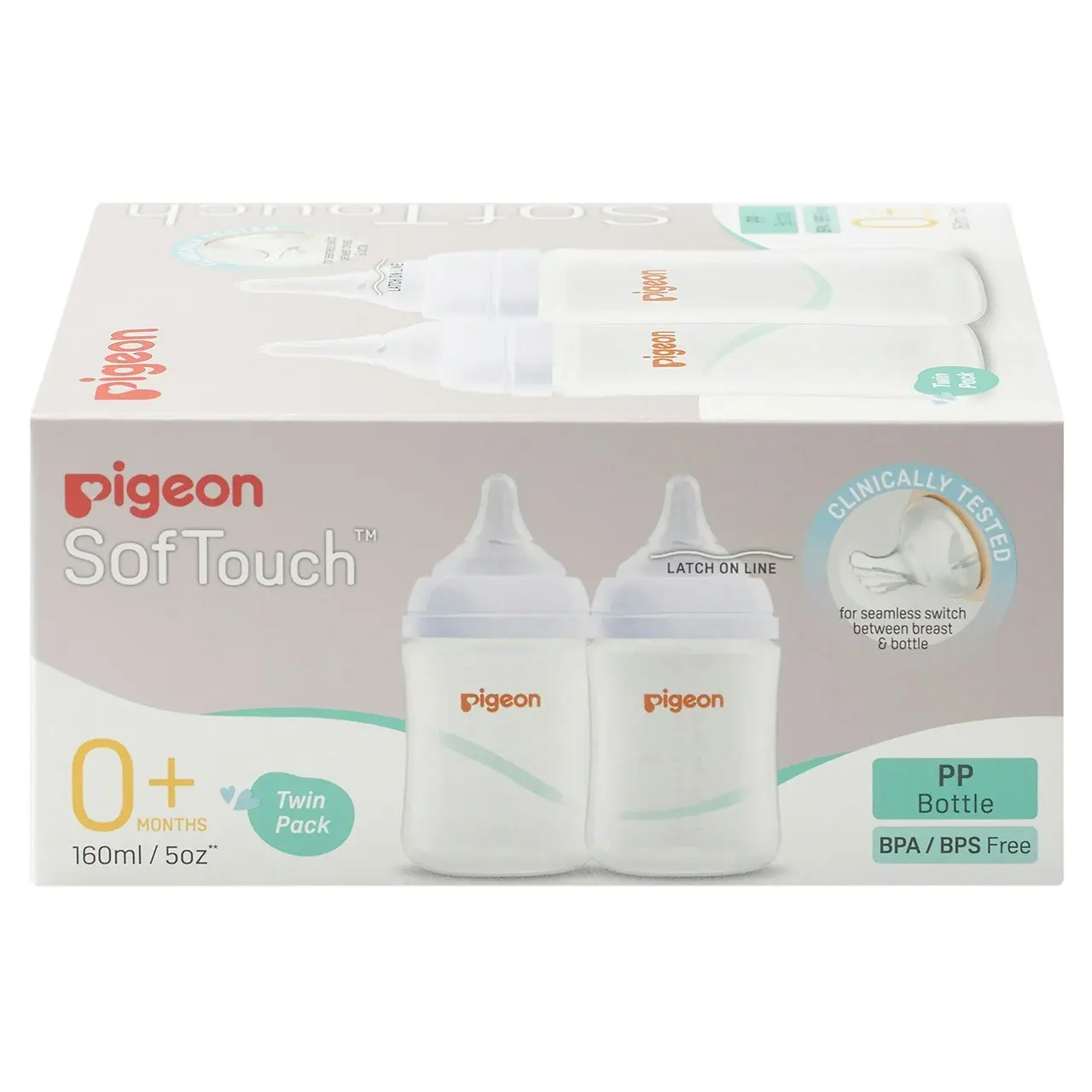 PIGEON Softouch Bottle PP Twin Pack 160ml