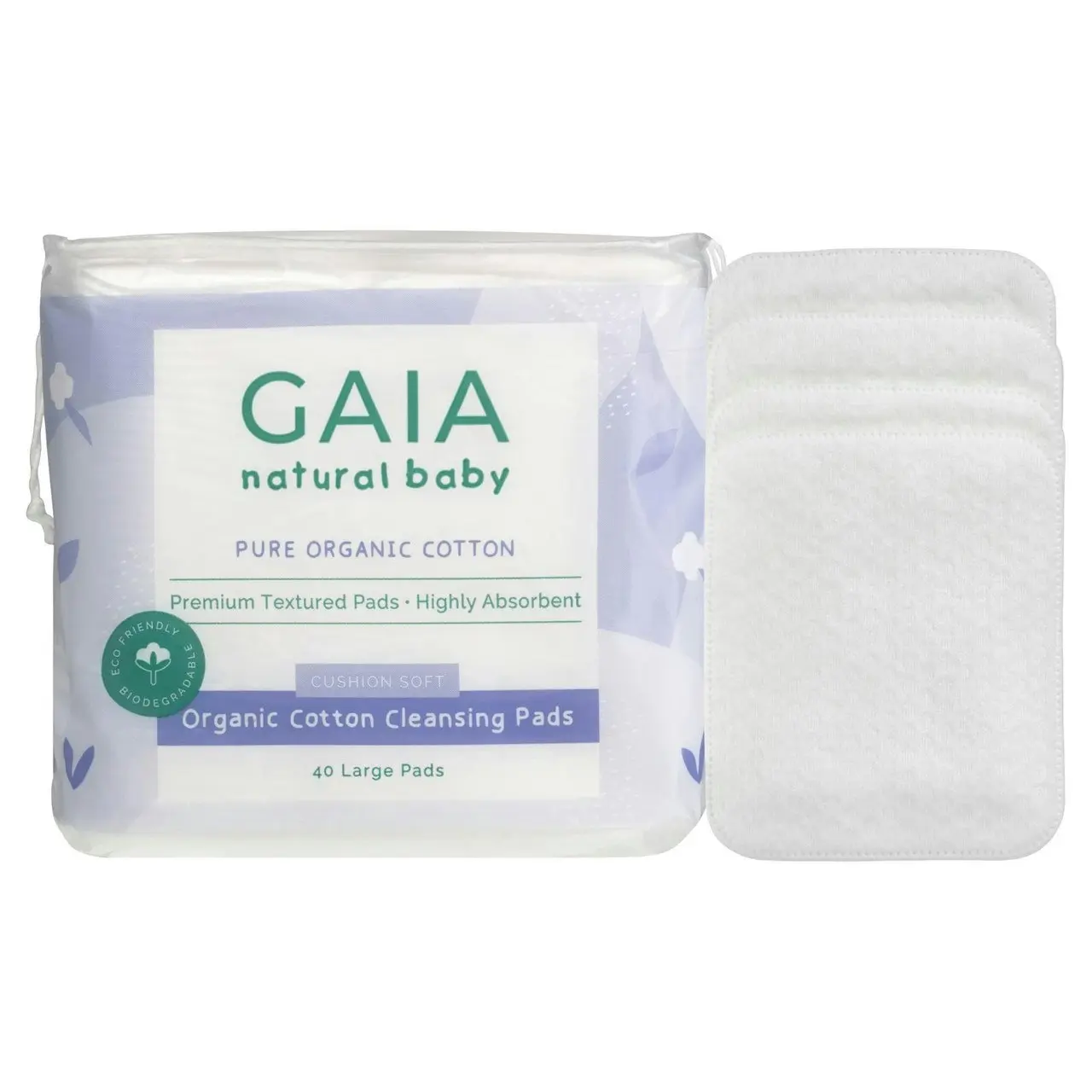 Gaia Natural Baby Organic Cotton Cleansing Pads 40pk