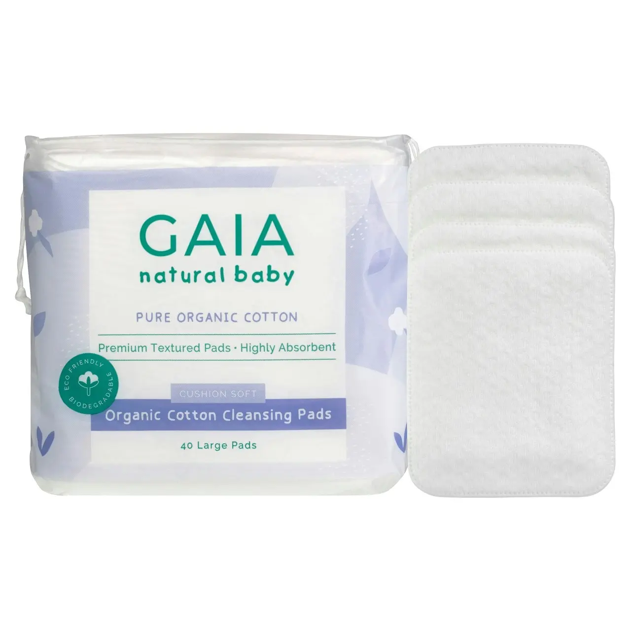 Gaia Natural Baby Organic Cotton Cleansing Pads 40pk