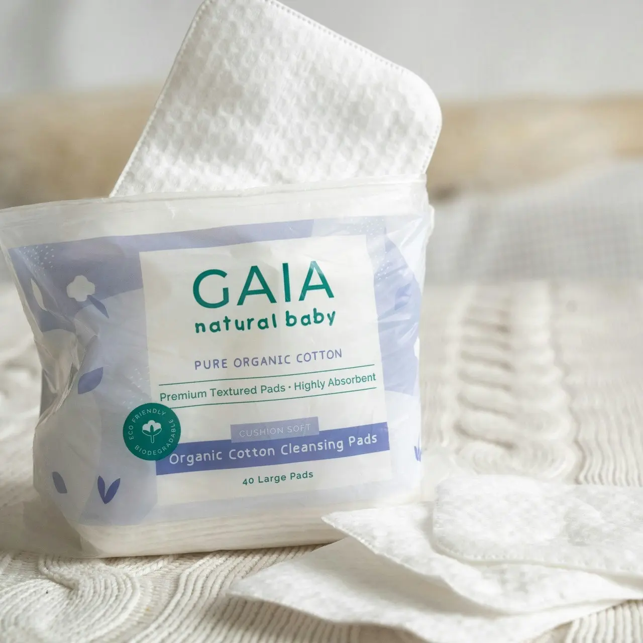 Gaia Natural Baby Organic Cotton Cleansing Pads 40pk