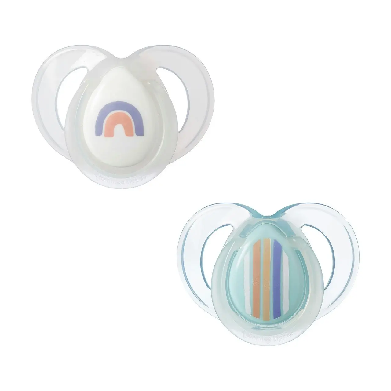 Tommee Tippee Nighttime soother, 6-18 months, 2 pack of glow in the dark soothers with reusable steriliser pod