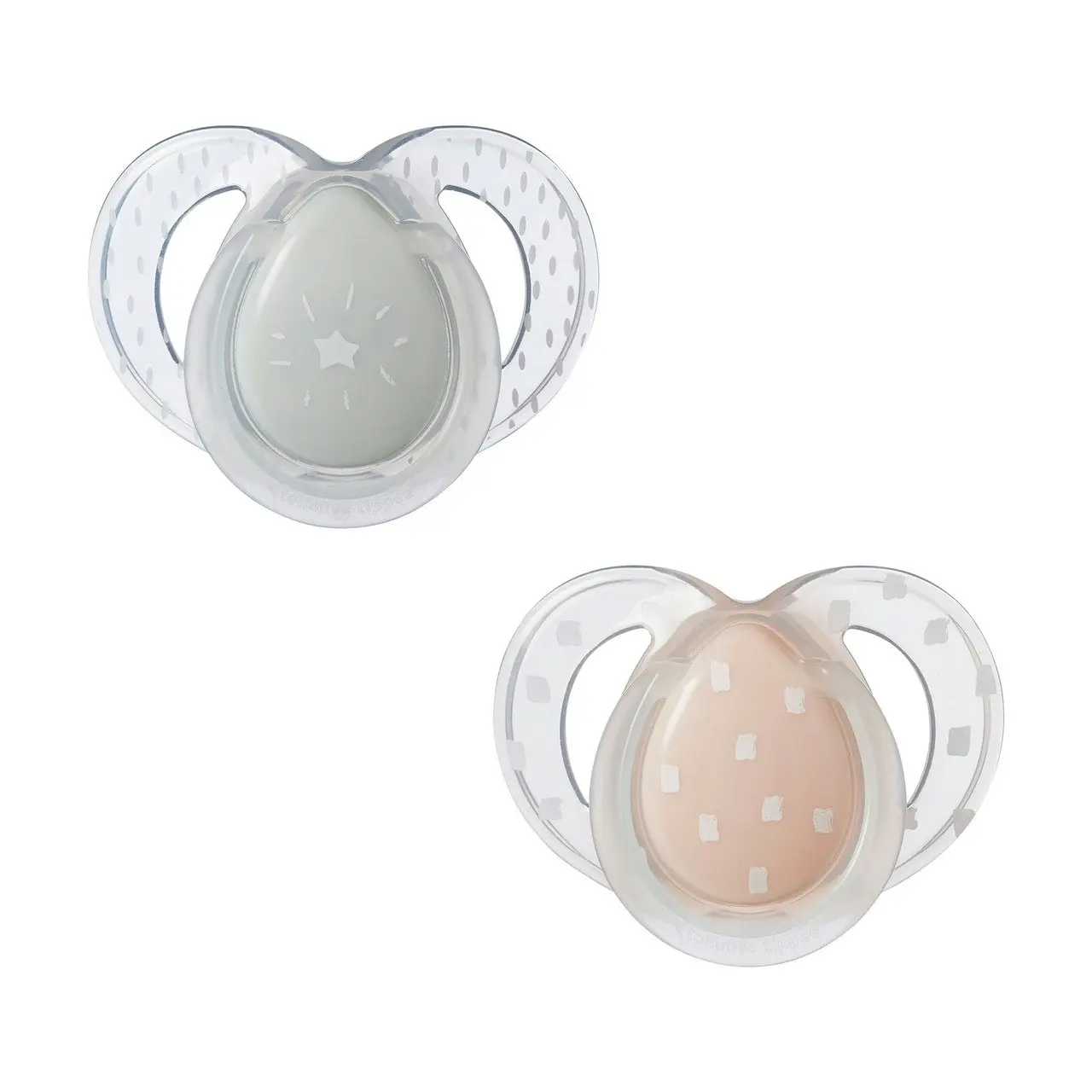 Tommee Tippee Nighttime soother, 6-18 months, 2 pack of glow in the dark soothers with reusable steriliser pod