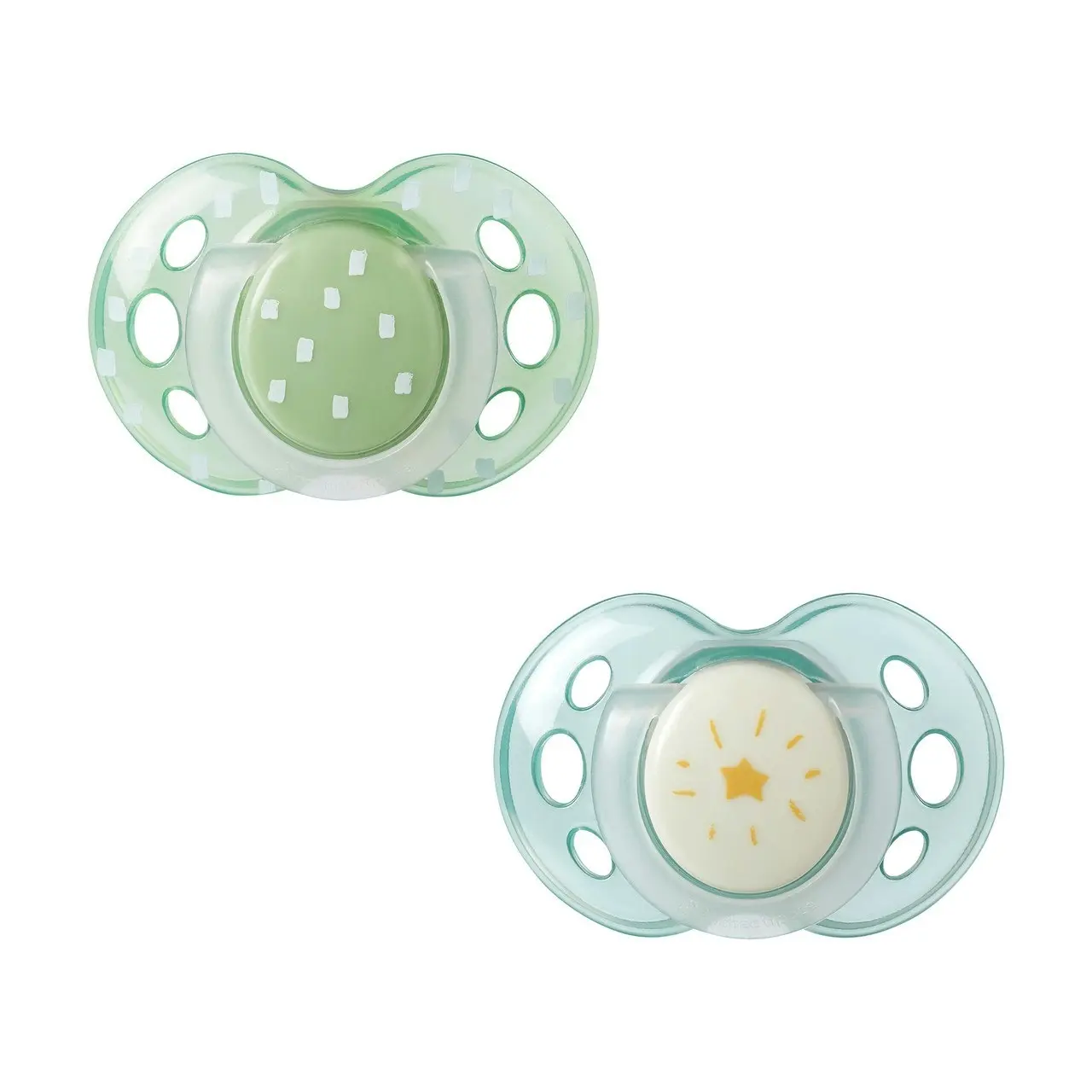 Tommee Tippee Nighttime soother, 18-36 months, 2 pack of glow in the dark soothers with reusable steriliser pod