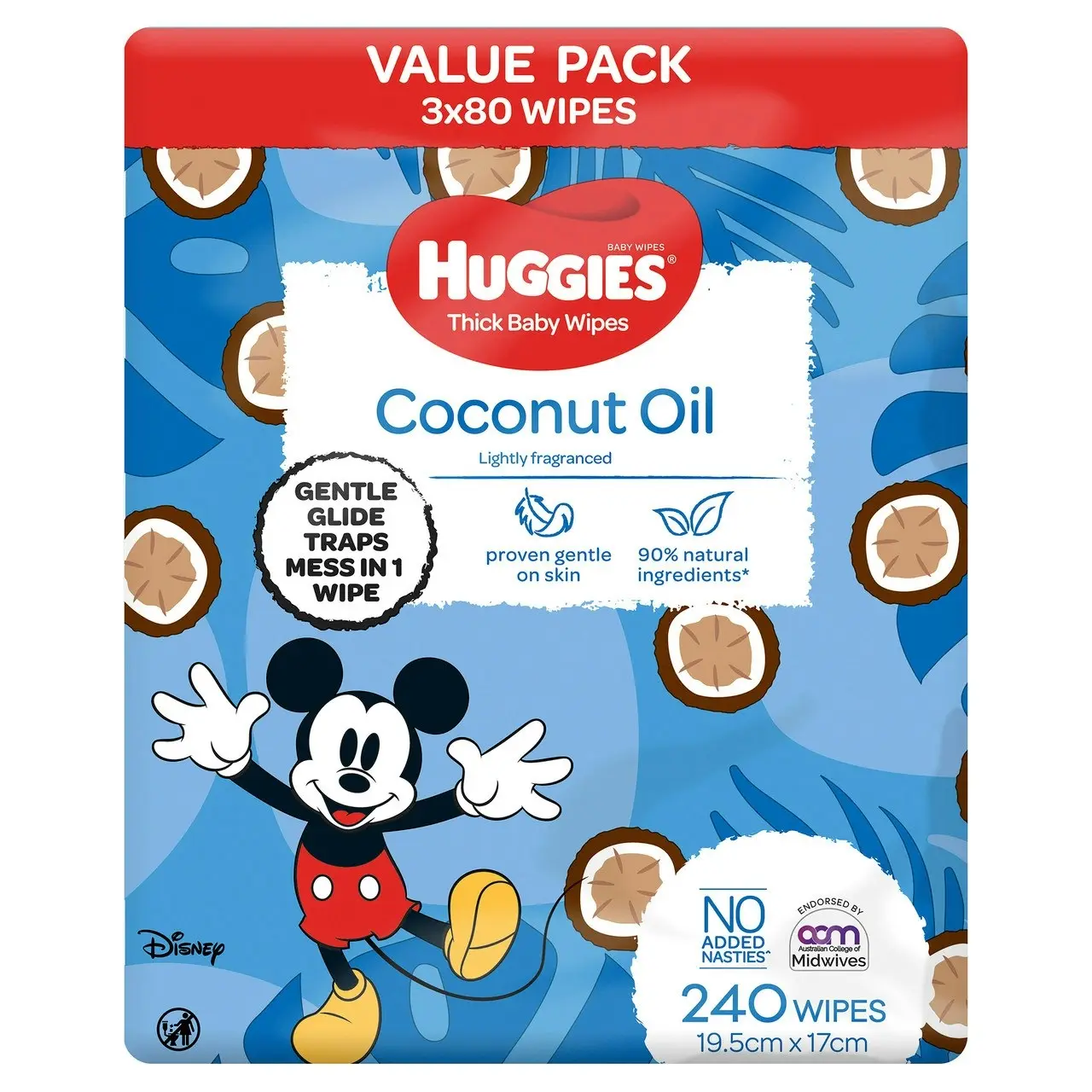 Huggies Thick Baby Wipes Coconut Oil 240 Pack