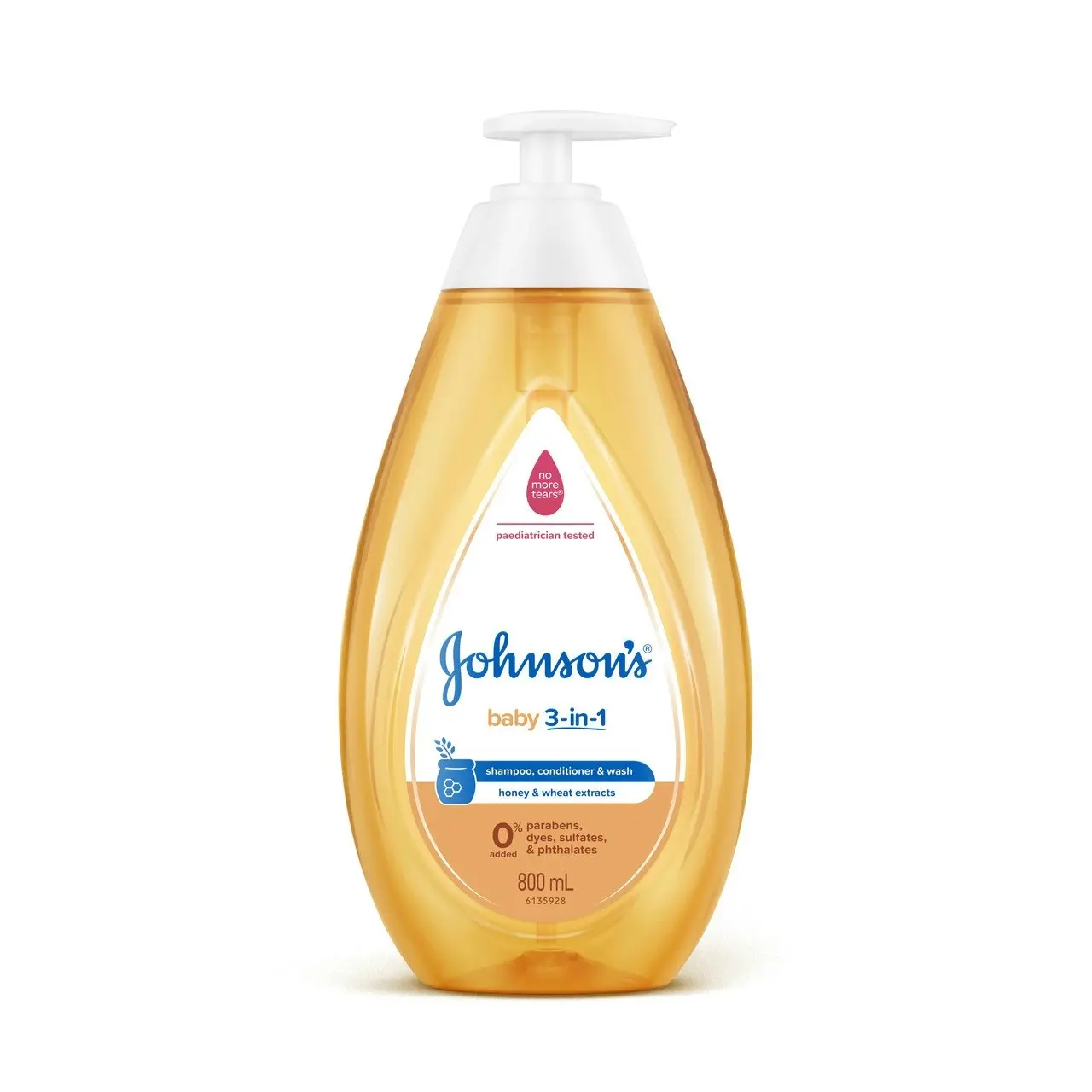 Johnson's 3-in-1 Hypoallergenic Gentle Tear-Free Conditioning Baby Shampoo & Cleansing Wash 800mL