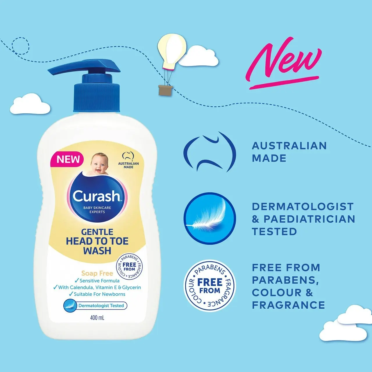 Curash Gentle Head To Toe Wash 400mL