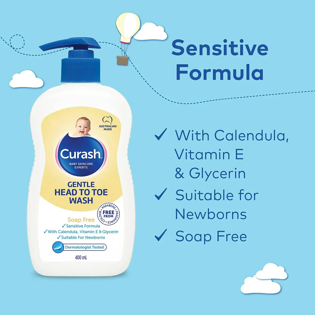 Curash Gentle Head To Toe Wash 400mL