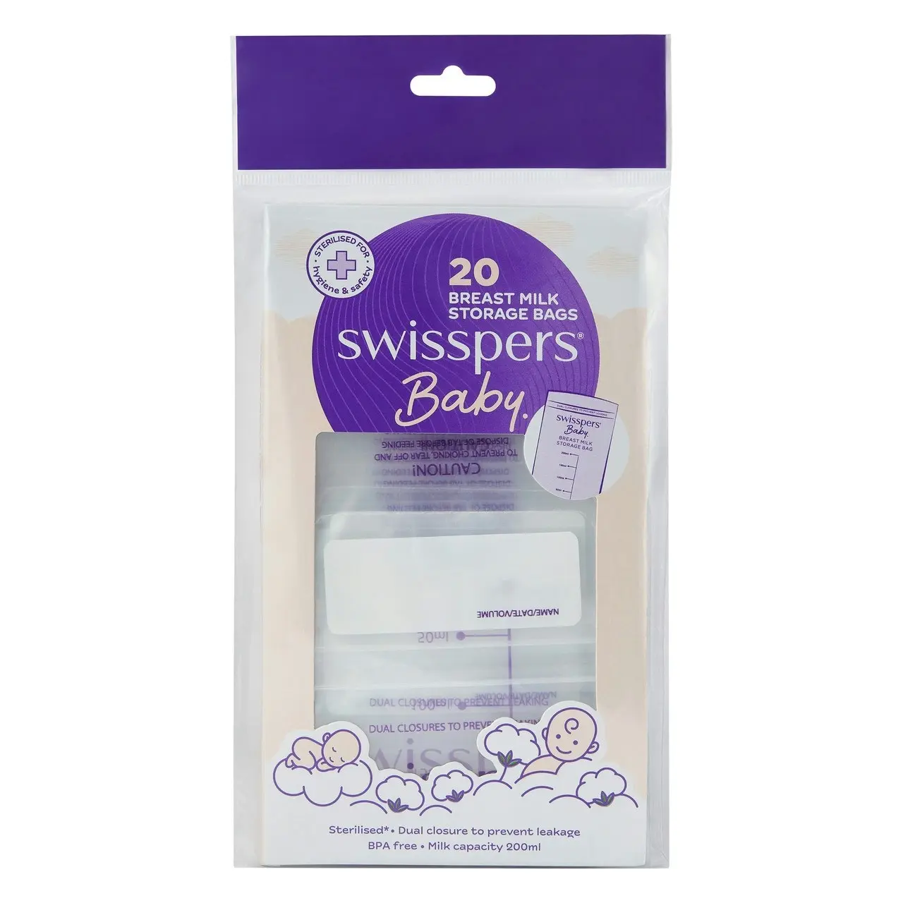 Swisspers Breast Milk Storage Bags 20 pack