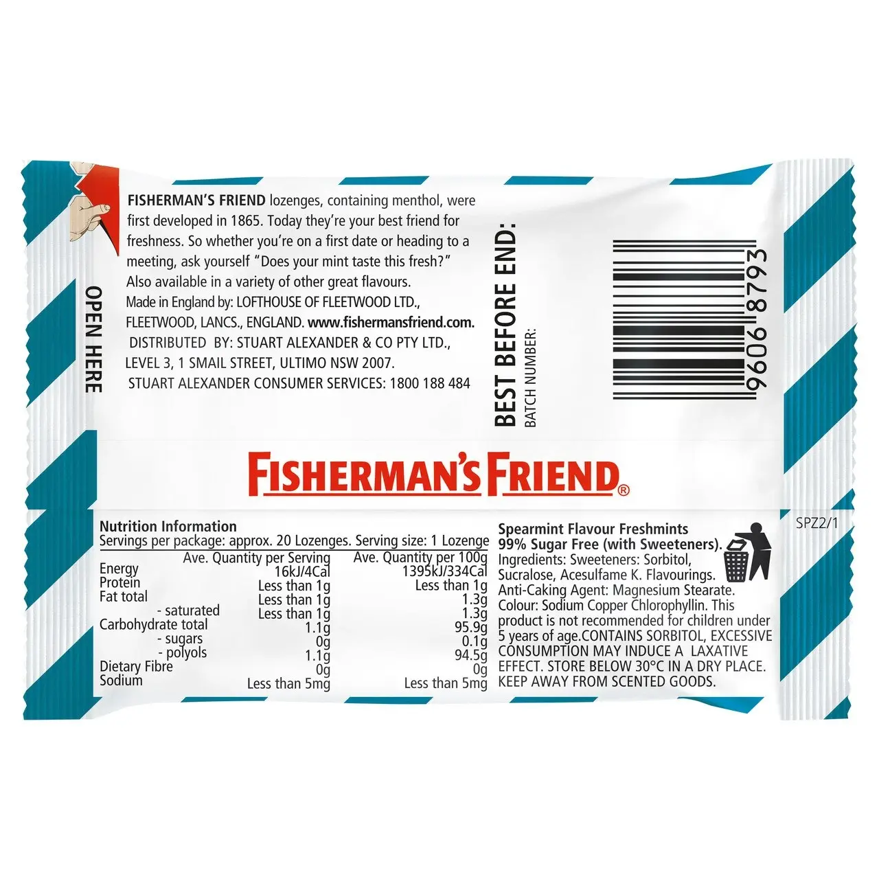 Fisherman's Friend Spearmint Sugar Free Mint 25g