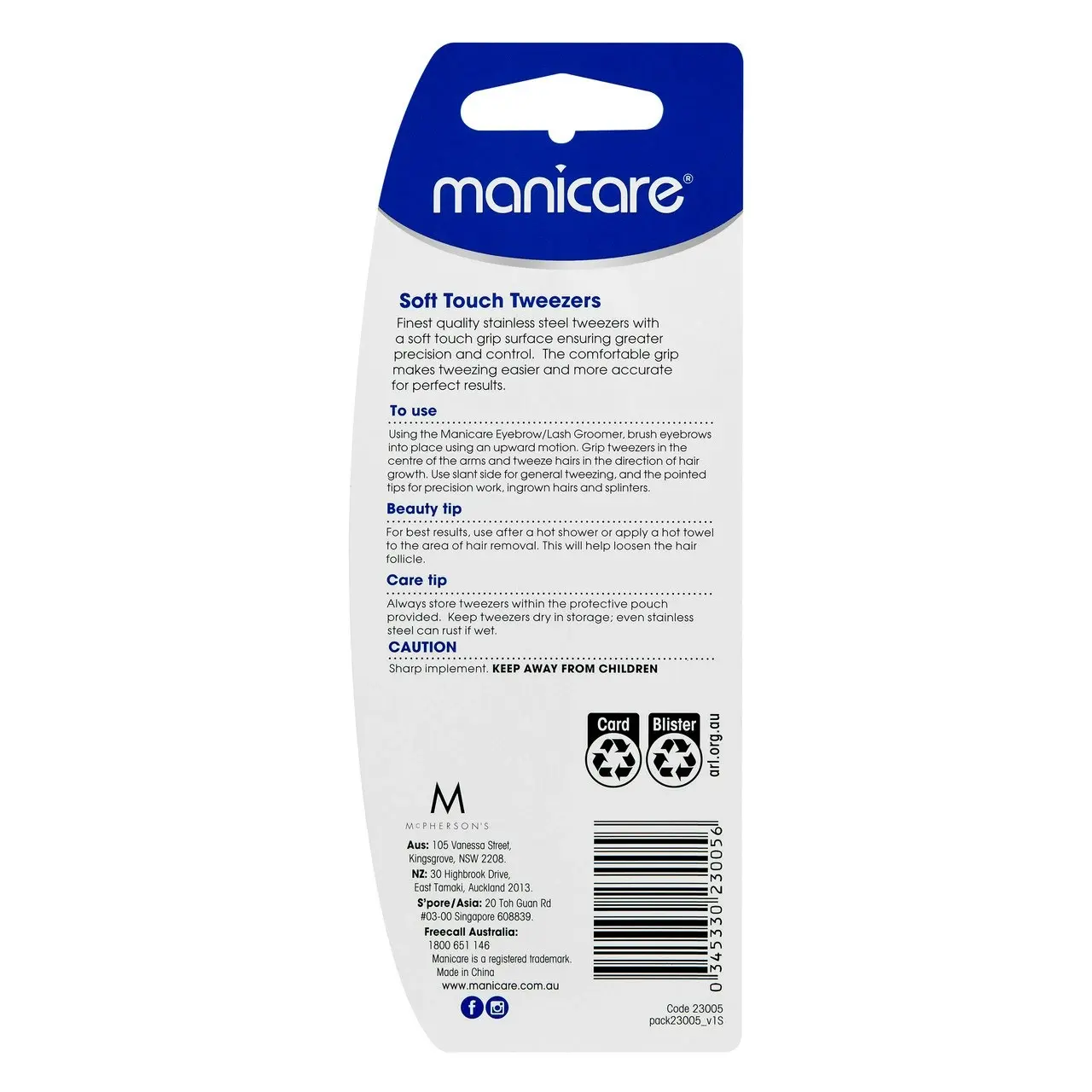 Manicare Soft Touch Tweezer Slant Tips