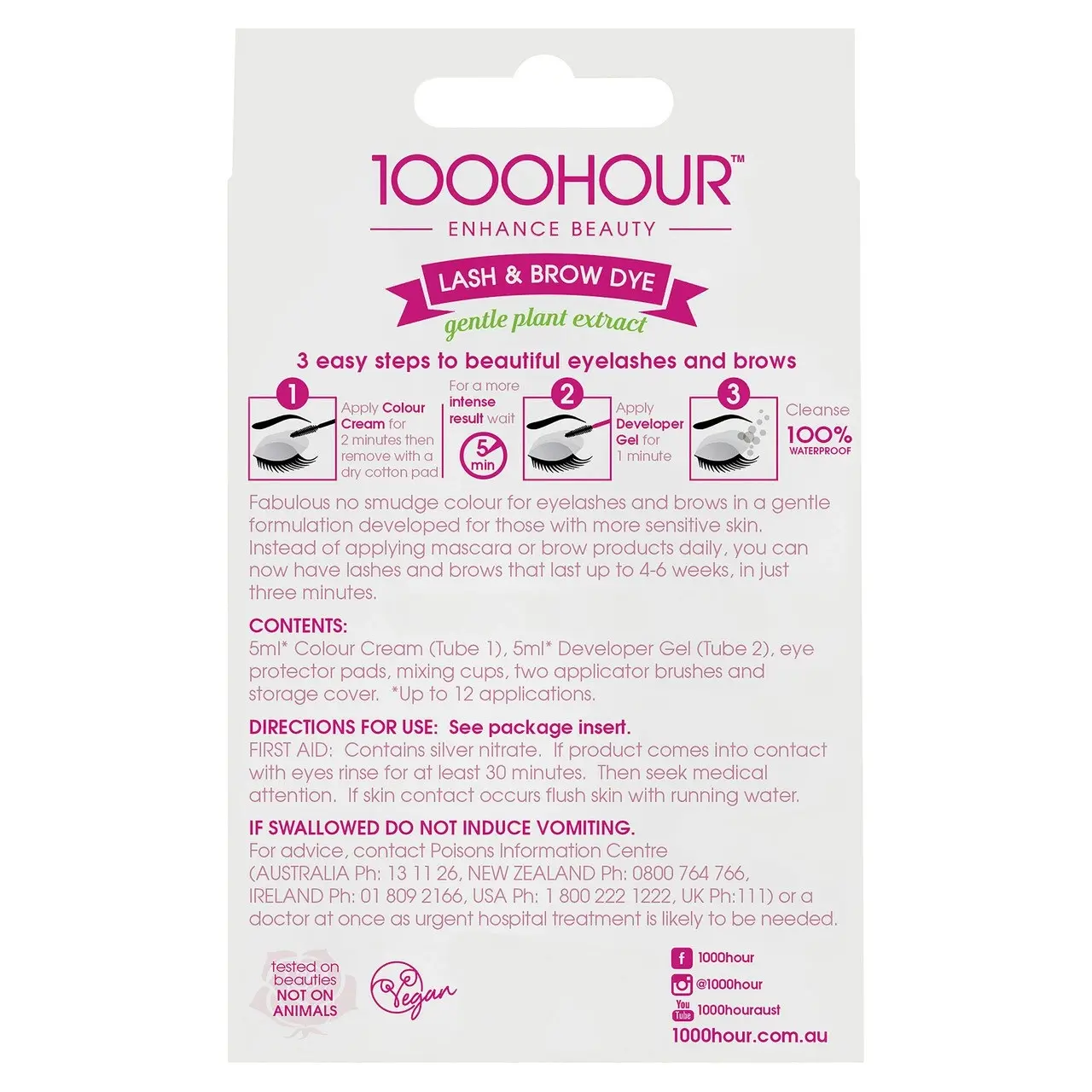 1000HOUR Plant Extract Lash & Brow Dye Kit - Medium Brown