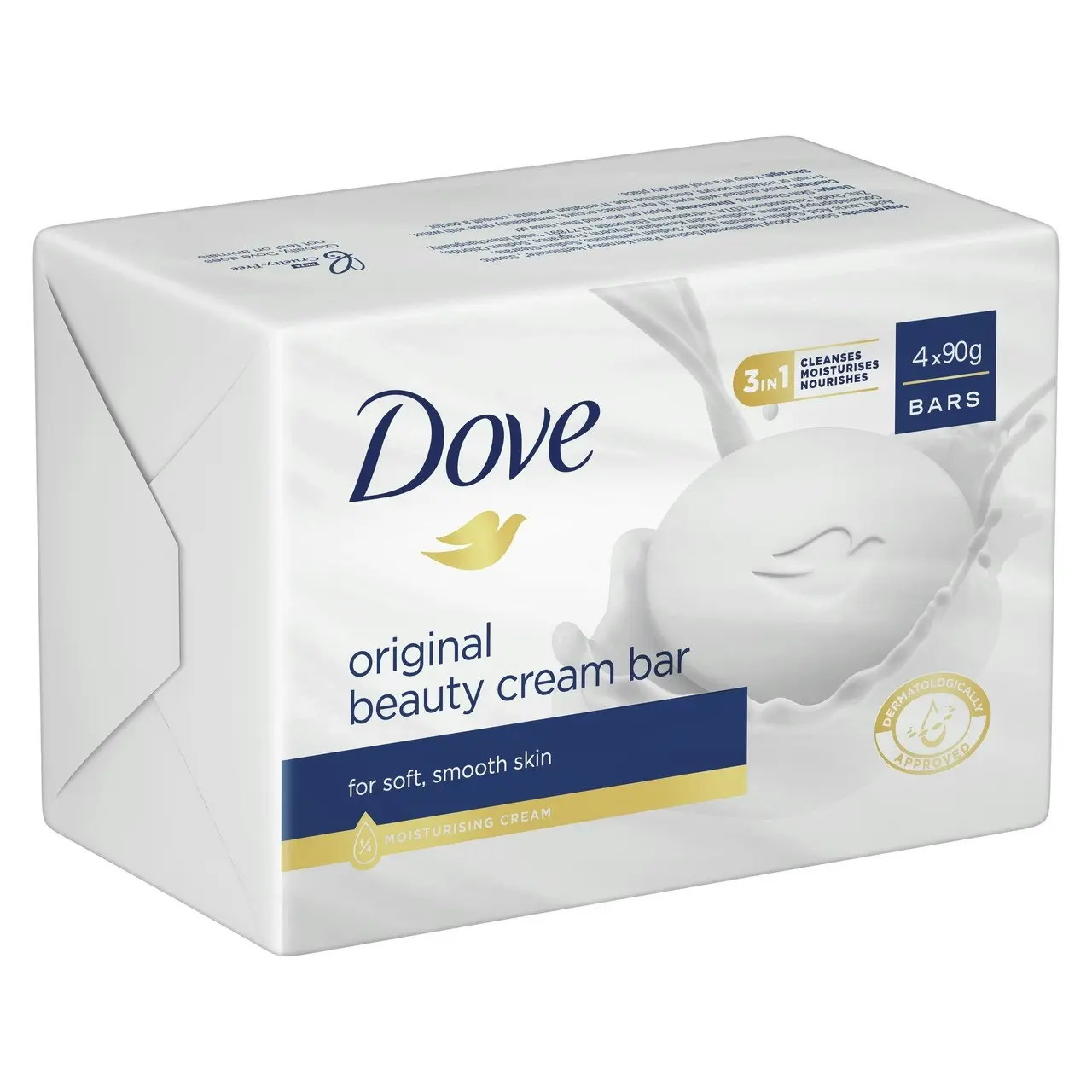 Dove  Beauty Cream Bar for soft, smooth, healthy-looking skin Original with 1/4 moisturising cream 4 x 90 g