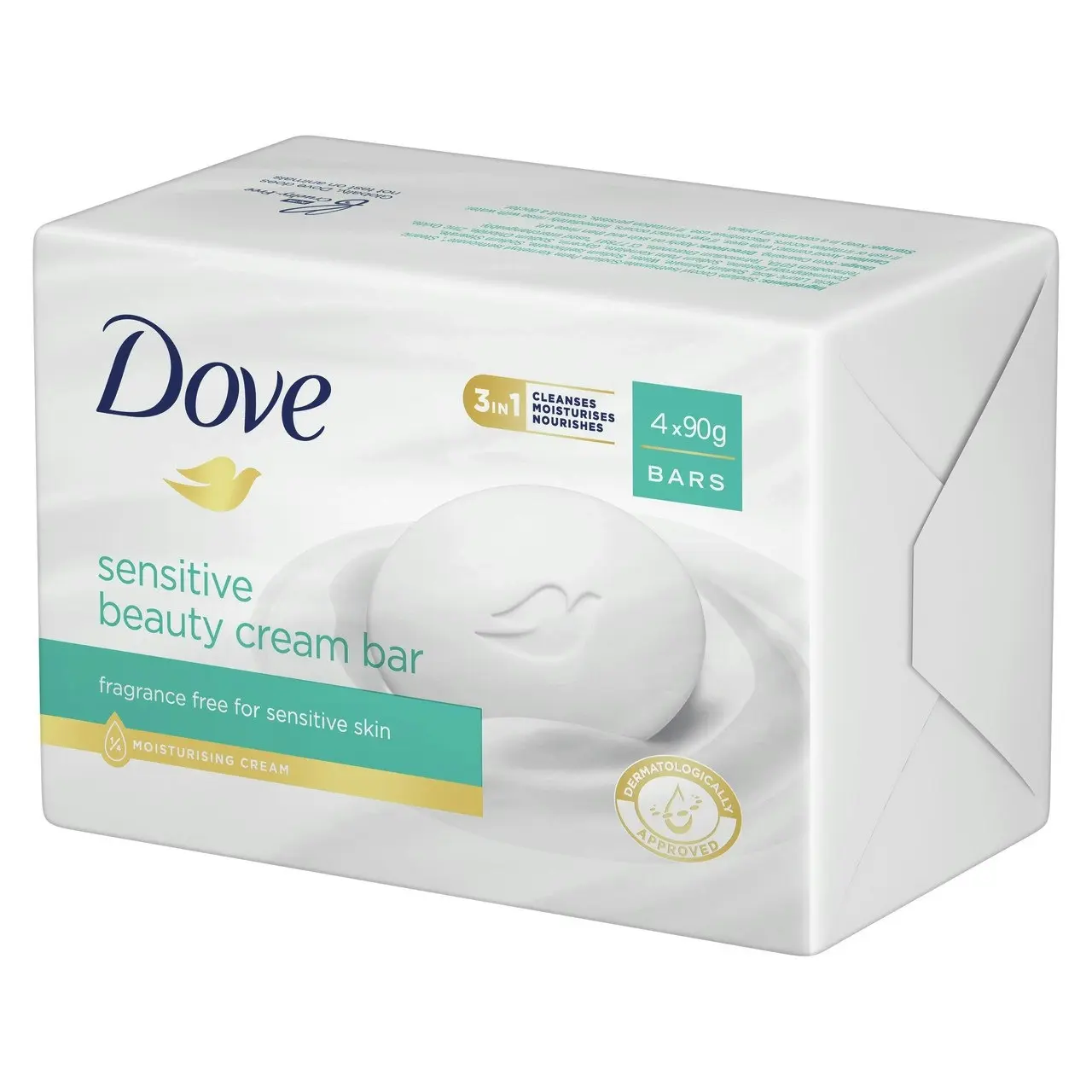 Dove  Beauty Cream Bar for soft, smooth, healthy-looking skin Sensitive with 1/4 moisturising cream 4 x 90 g