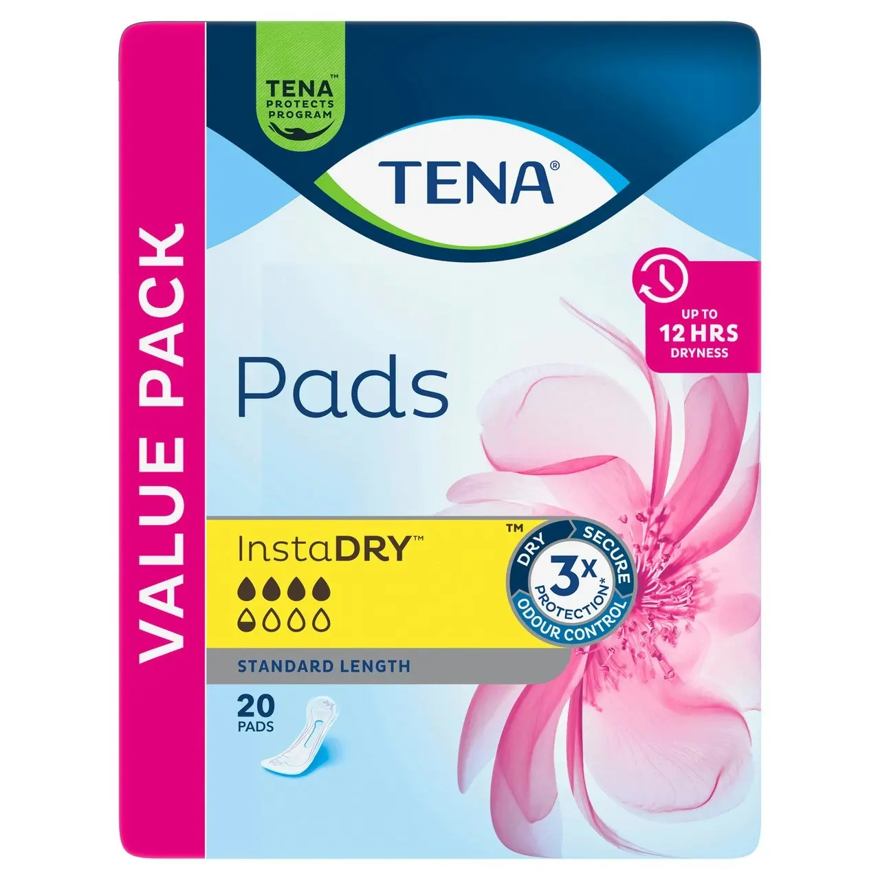 TENA Pads InstaDRY(TM) Standard Length 20 pack