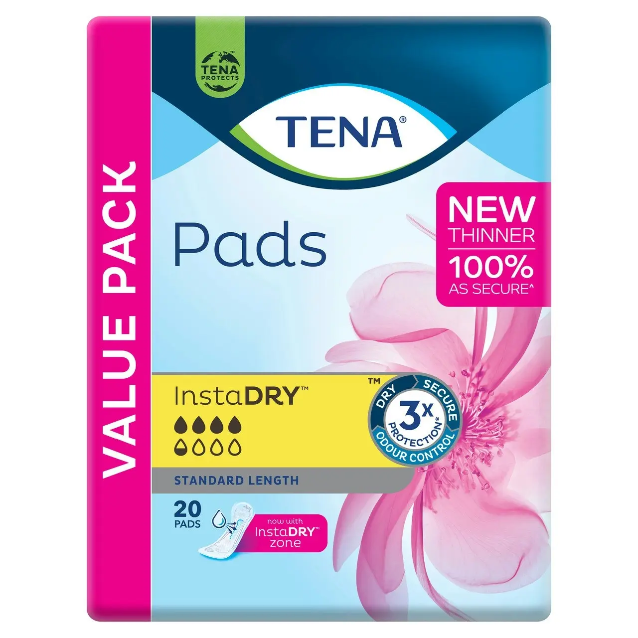 TENA Pads InstaDRY(TM) Standard Length 20 pack