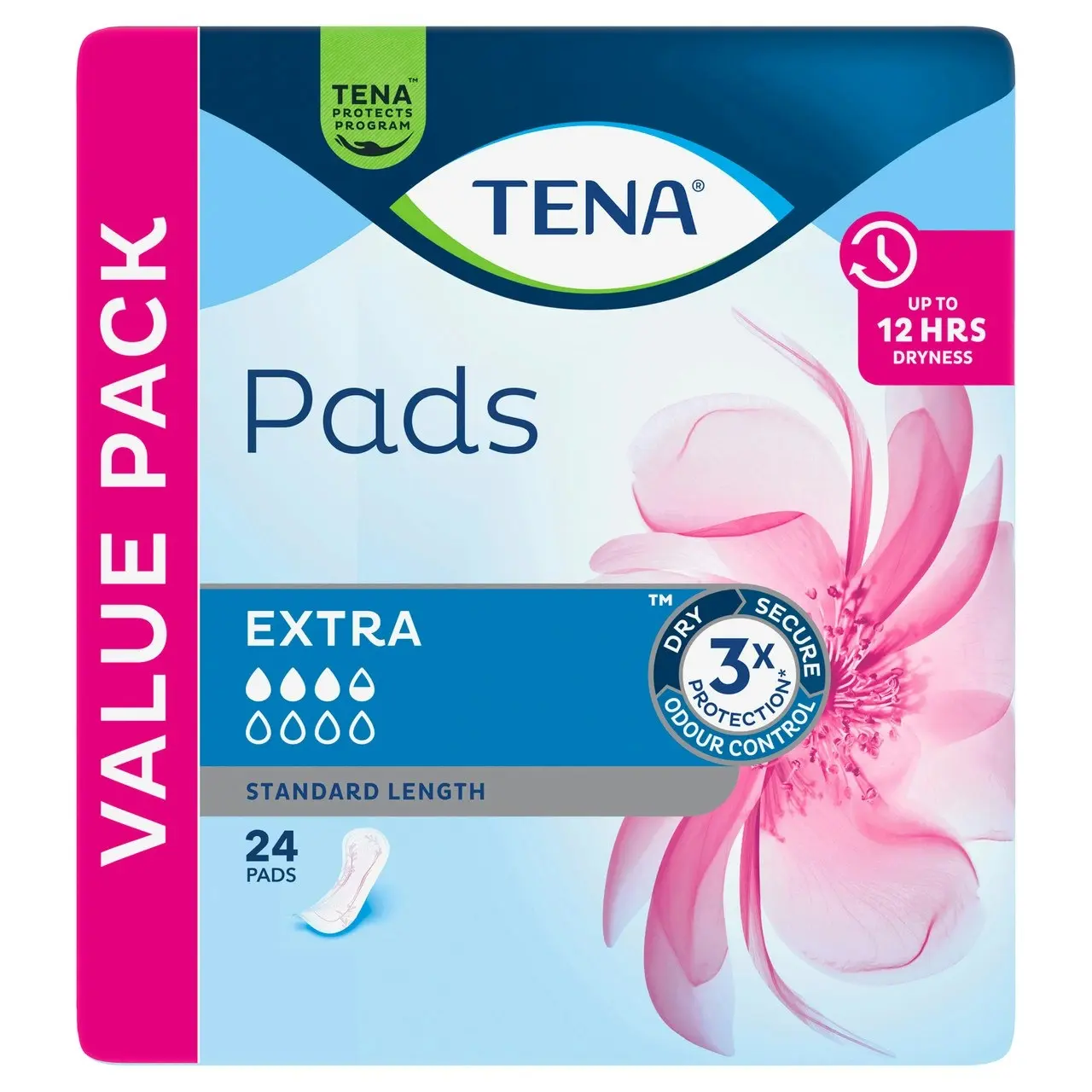 TENA Pads Extra Standard Length 24 Pack