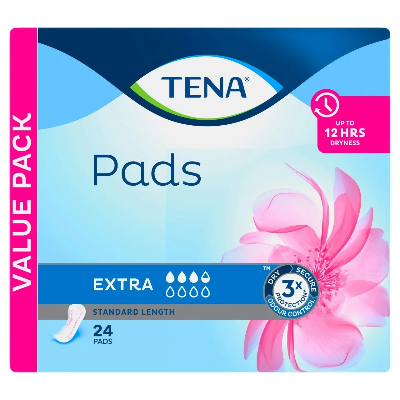 TENA Pads Extra Standard Length 24 Pack