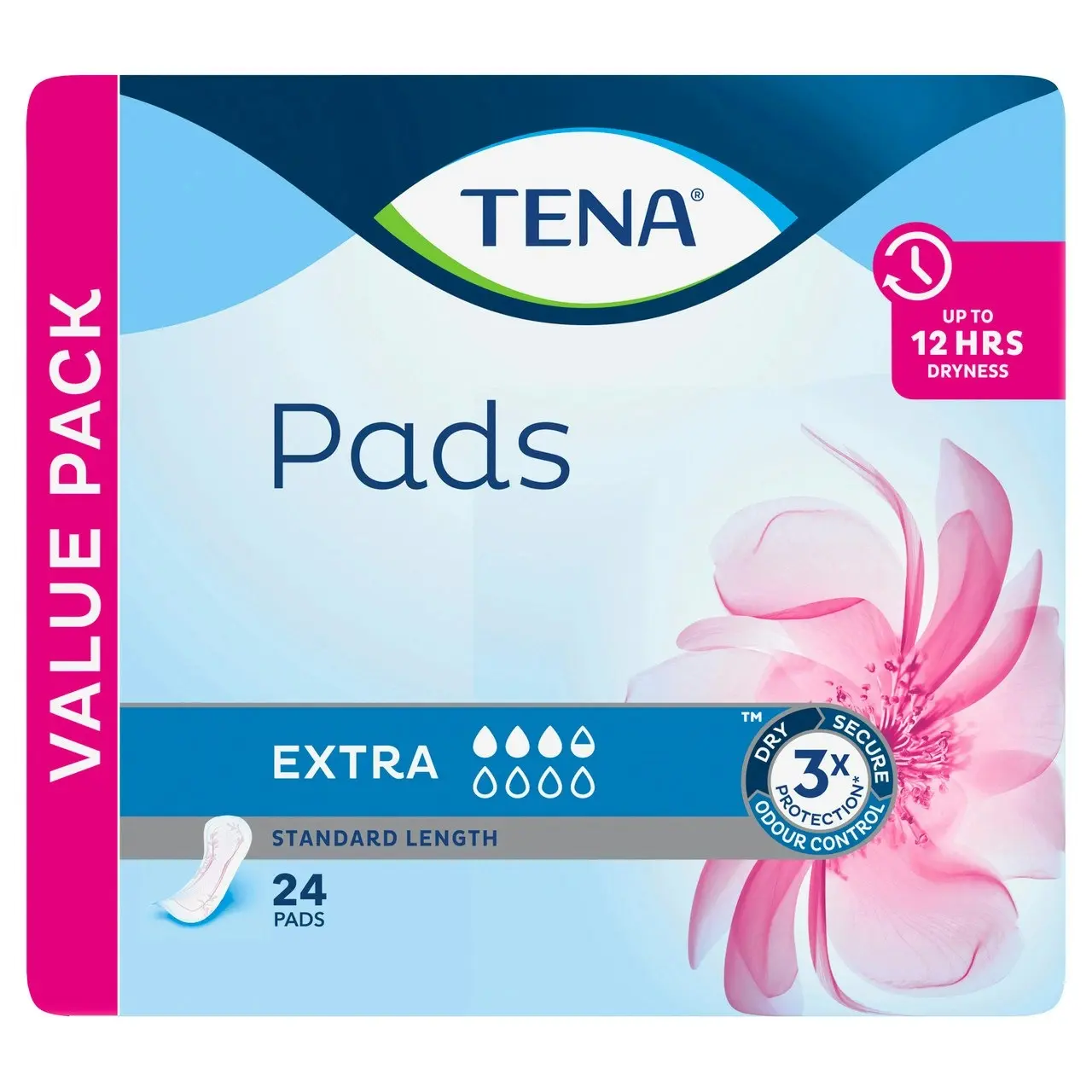 TENA Pads Extra Standard Length 24 Pack