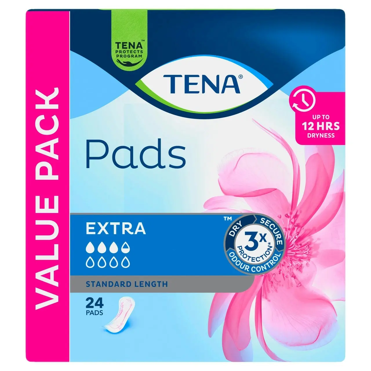 TENA Pads Extra Standard Length 24 Pack