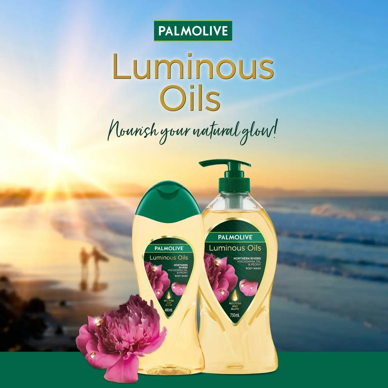 Palmolive Luminous Oils Body Wash 400mL, Northern Rivers Macadamia Oil & Peony, Nourish and Glow