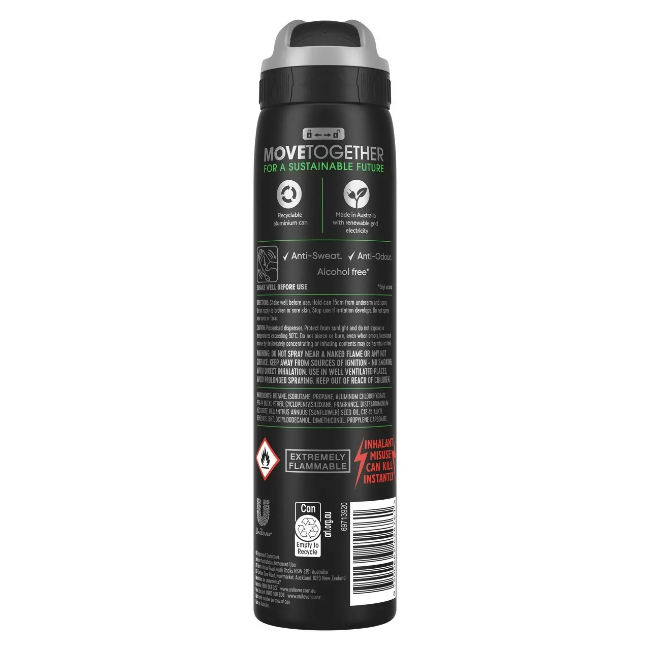 Rexona Men Deodorant Aerosol Antiperspirant Quantum 48-hour Protection 250ml