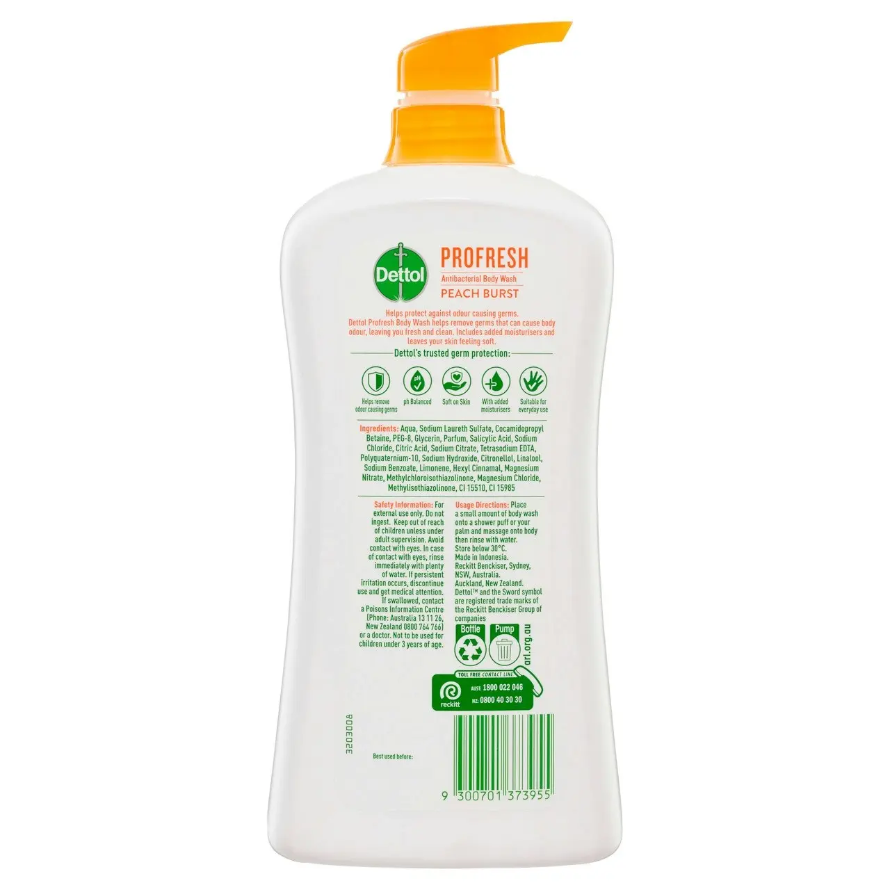 Dettol Profresh Shower Gel Body Wash Peach Burst 950mL