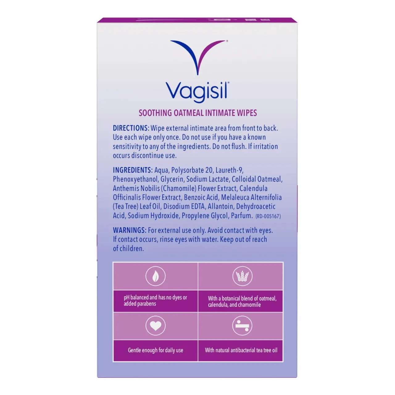 Vagisil Soothing Oatmeal Intimate Wipes 12s