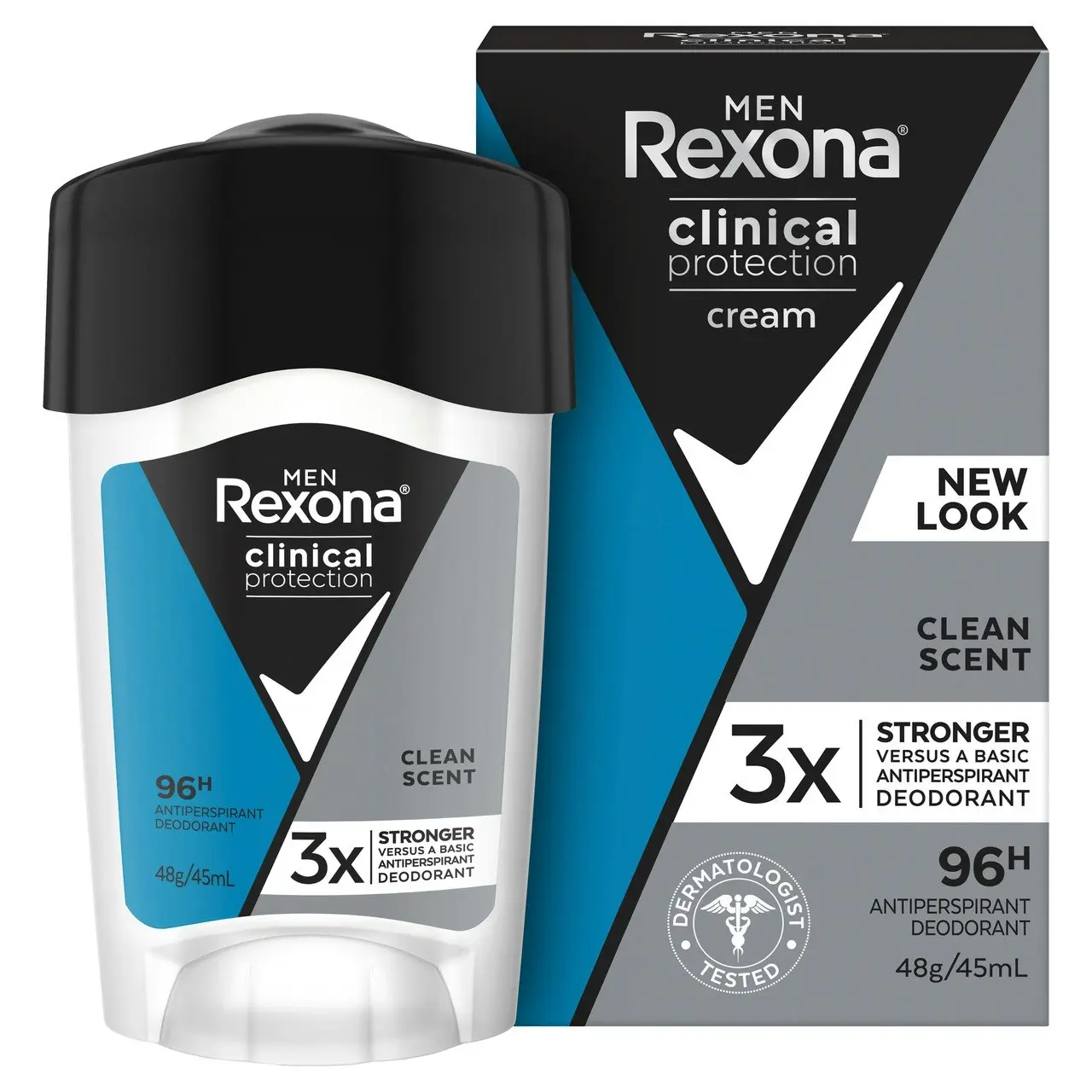 Rexona Men Clinical Protection Antiperspirant deodorant cream Clean Scent for 3x stronger protection* 45 mL