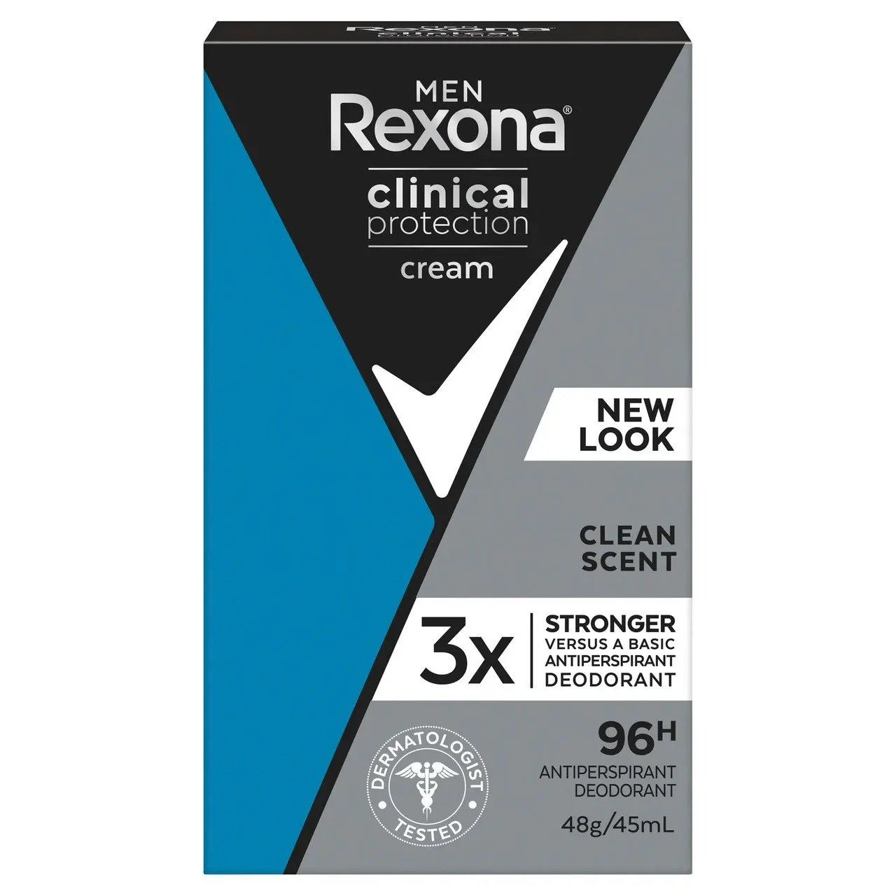 Rexona Men Clinical Protection Antiperspirant deodorant cream Clean Scent for 3x stronger protection* 45 mL