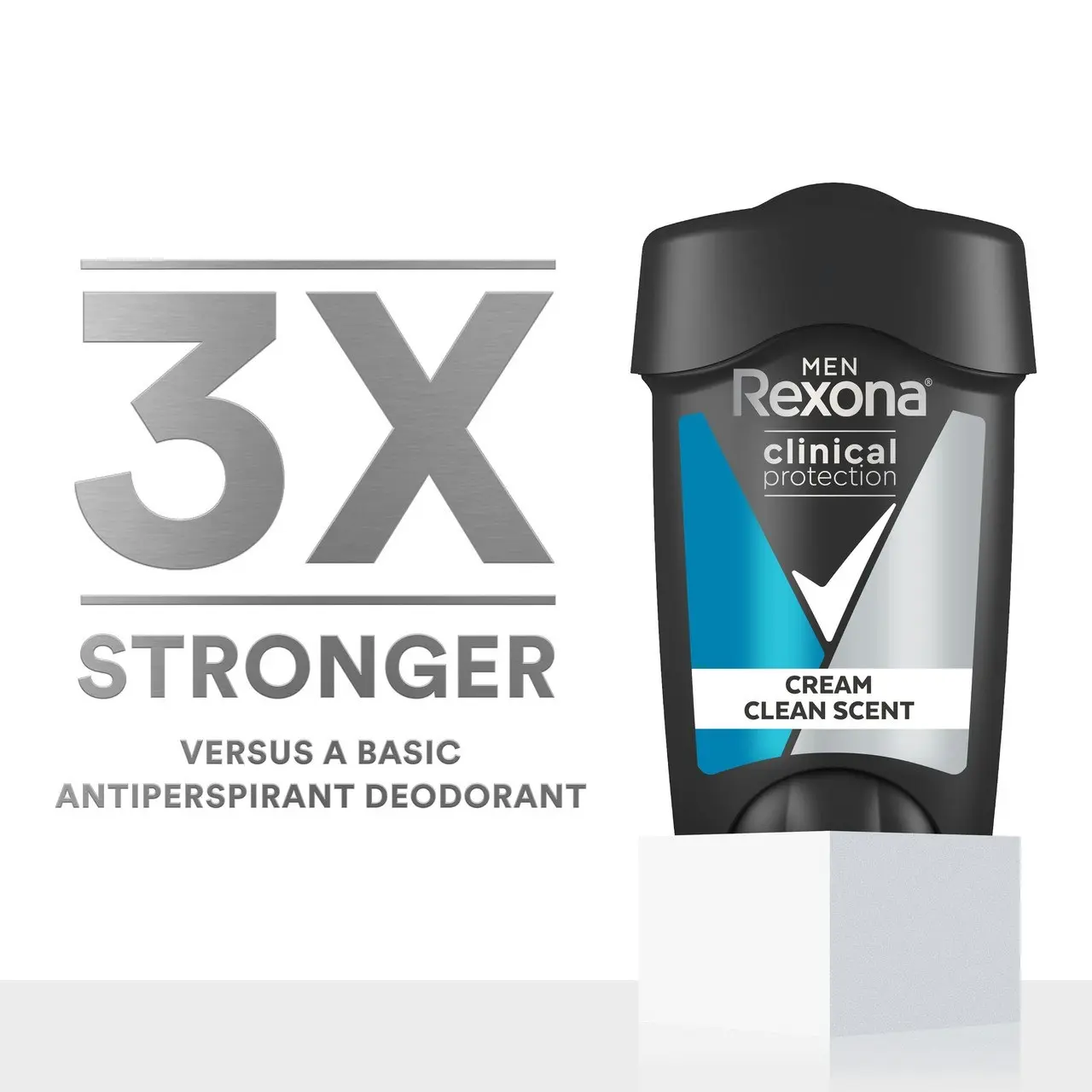 Rexona Men Clinical Protection Antiperspirant deodorant cream Clean Scent for 3x stronger protection* 45 mL