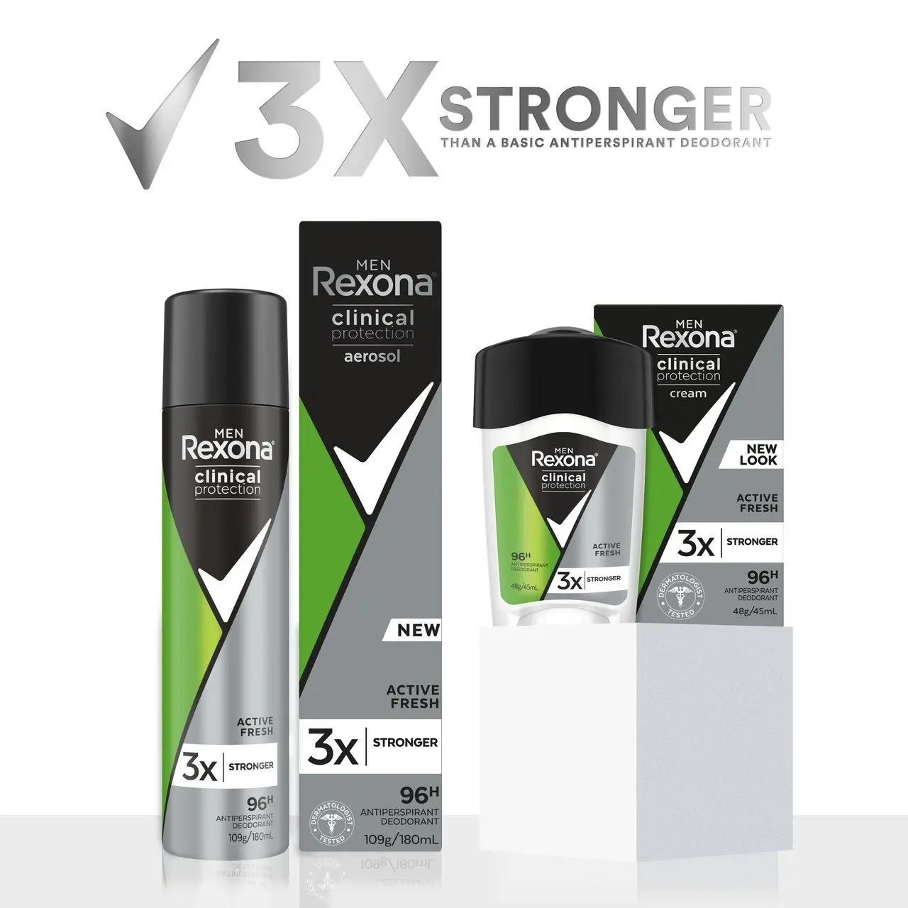 Rexona Men Clinical Protection Deodorant antiperspirant cream Active Fresh for 3x stronger protection* 45 mL