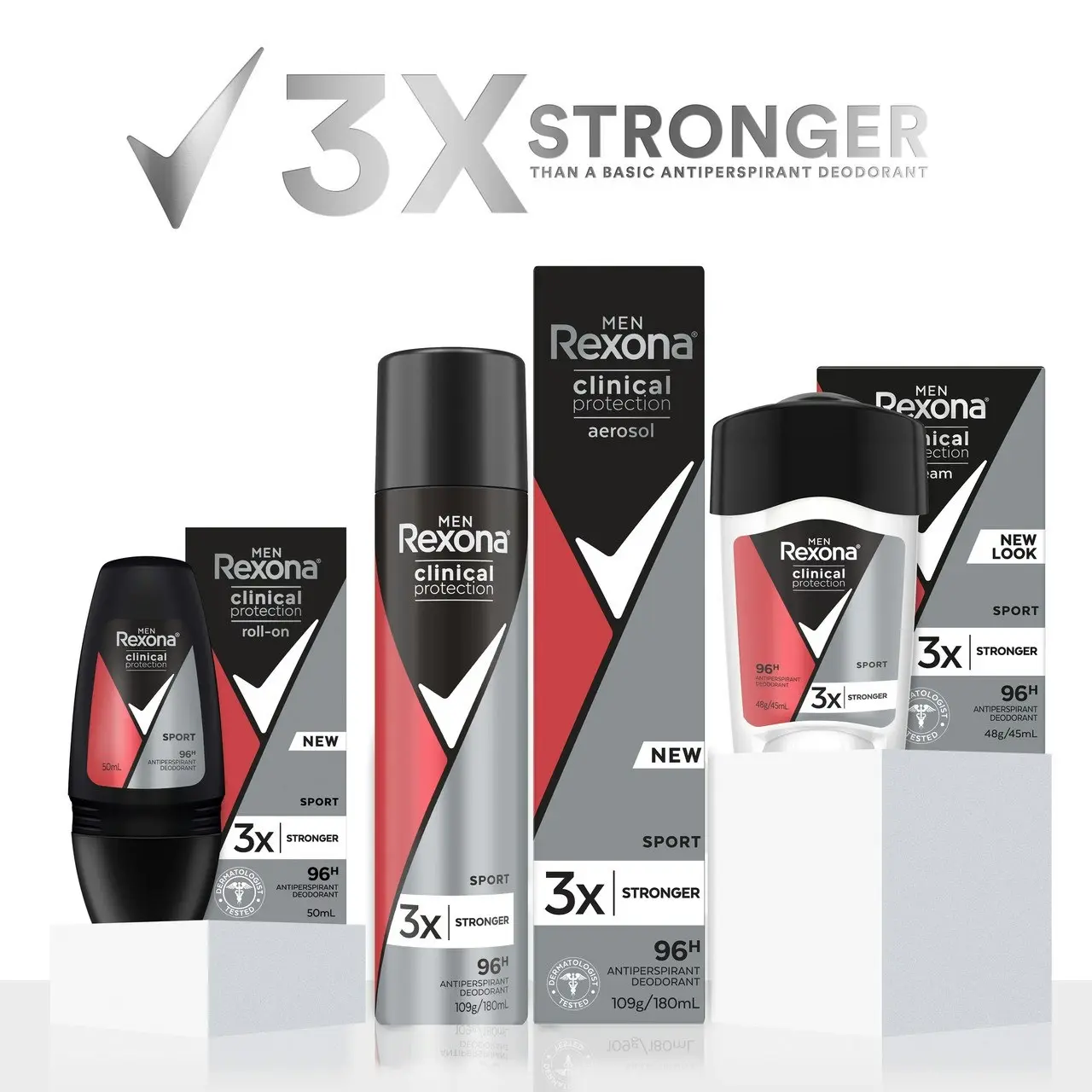 Rexona Men Clinical Protection Deodorant antiperspirant cream Sport for 3x stronger protection* 45 mL