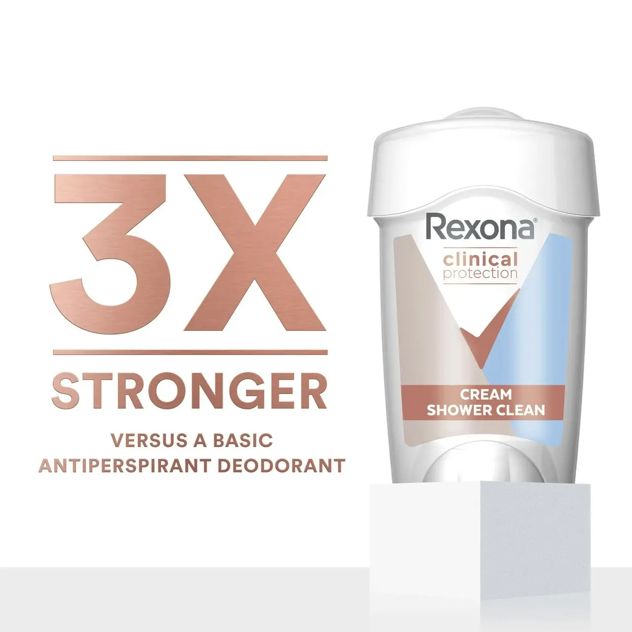 Rexona Women Clinical Protection Antiperspirant deodorant cream Shower Clean for 3x stronger protection* 45 mL