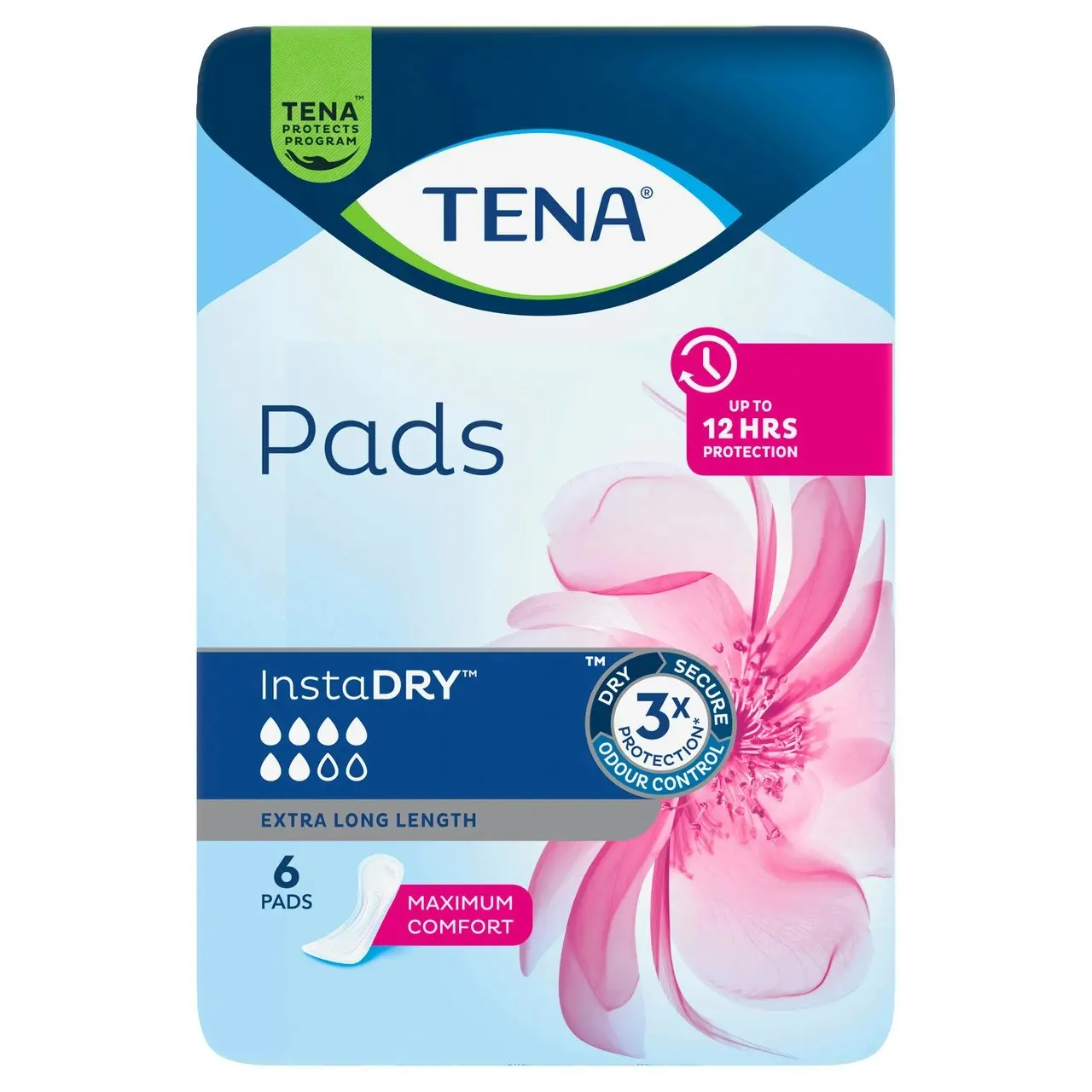 TENA Pads InstaDRY(TM) Extra Long Length 6 Pack