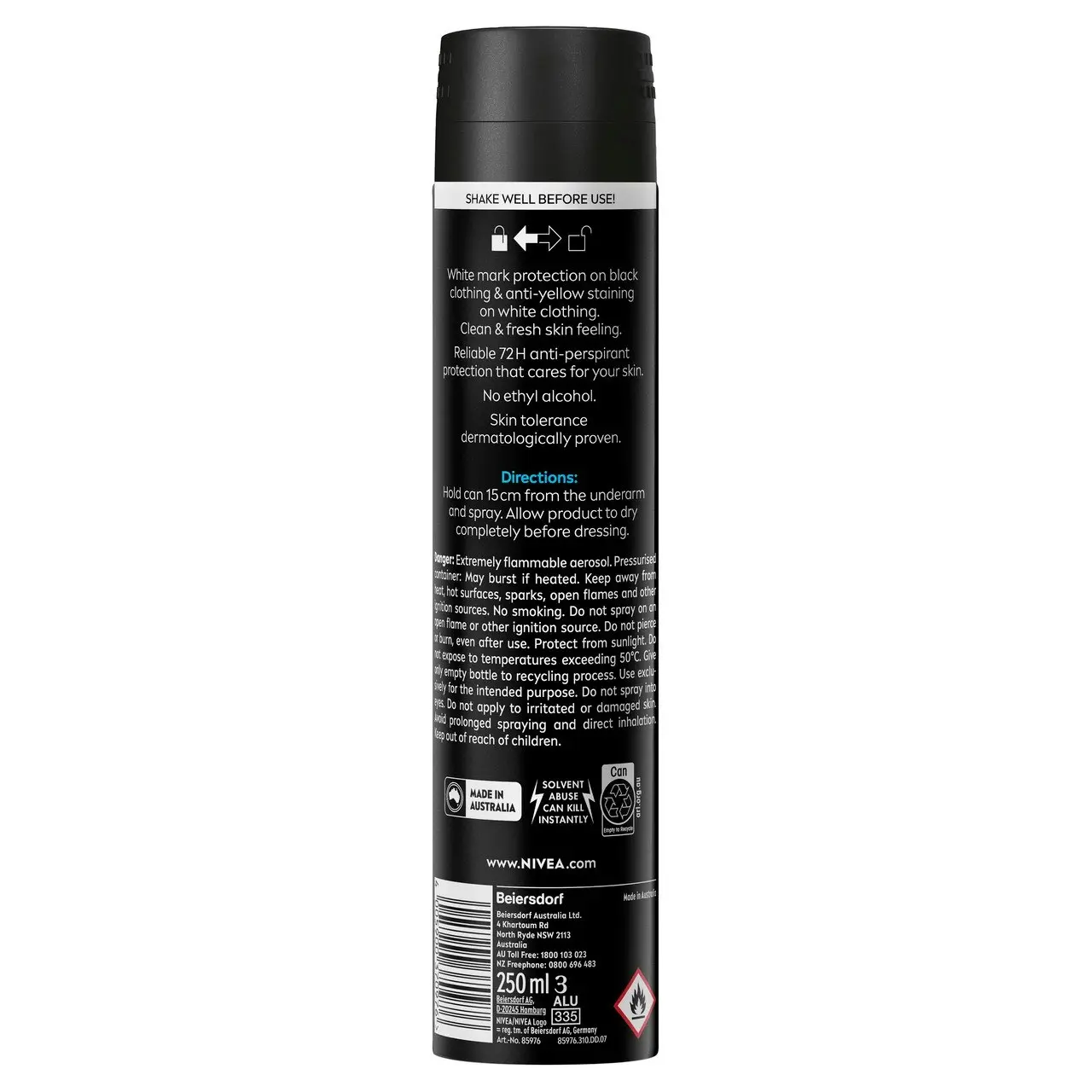 Nivea MEN Black & White Invisible Fresh Anti-Perspirant Aerosol 250ml